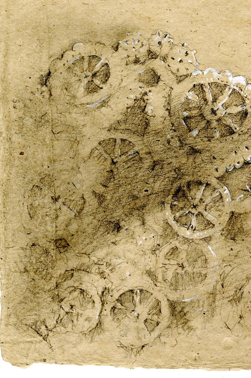 Graphit und Gouache auf handgeschöpftem Papier: „The Remains: 7“ im Angebot 1