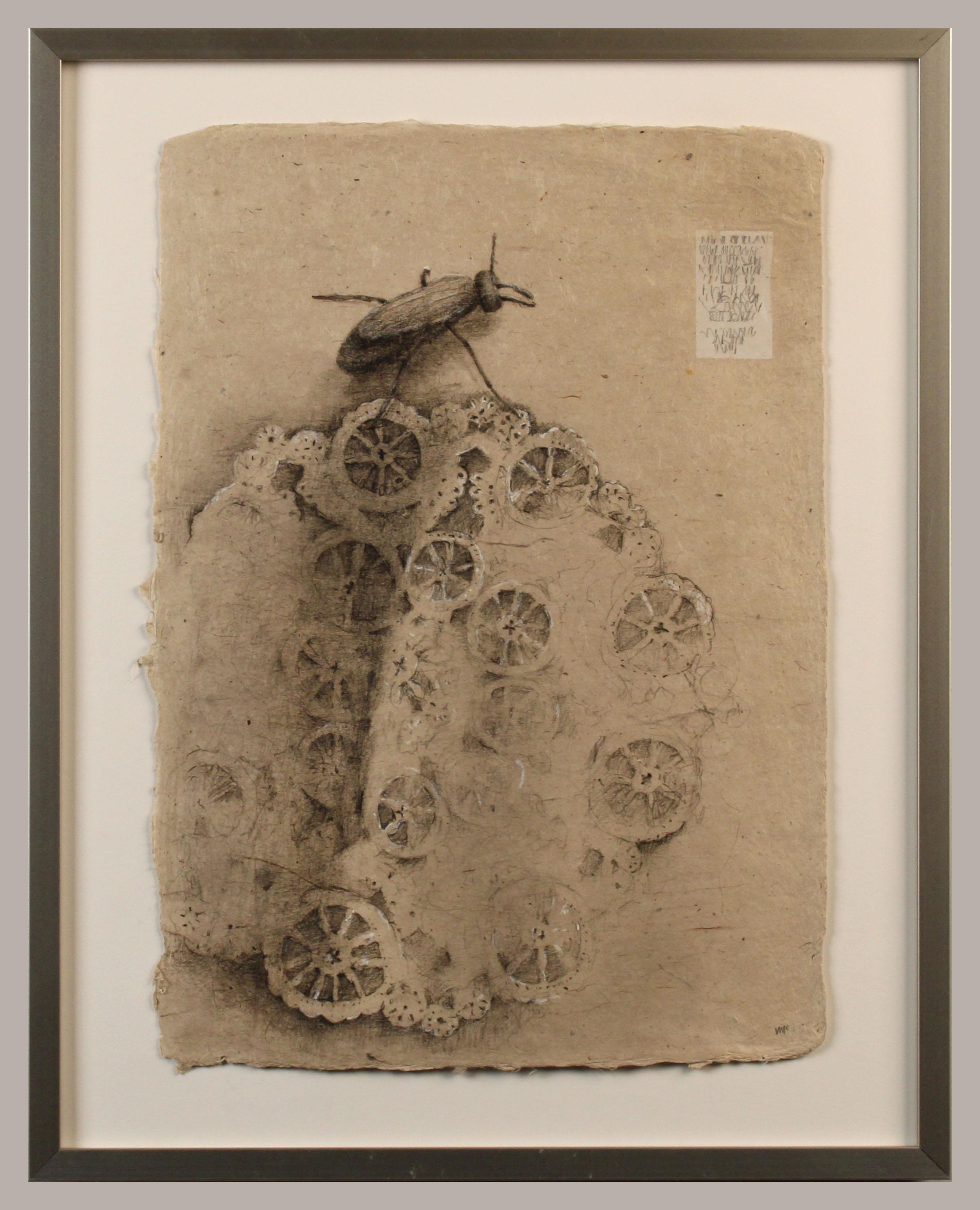 Graphit und Gouache auf handgeschöpftem Papier: „The Remains: 9“ im Angebot 1