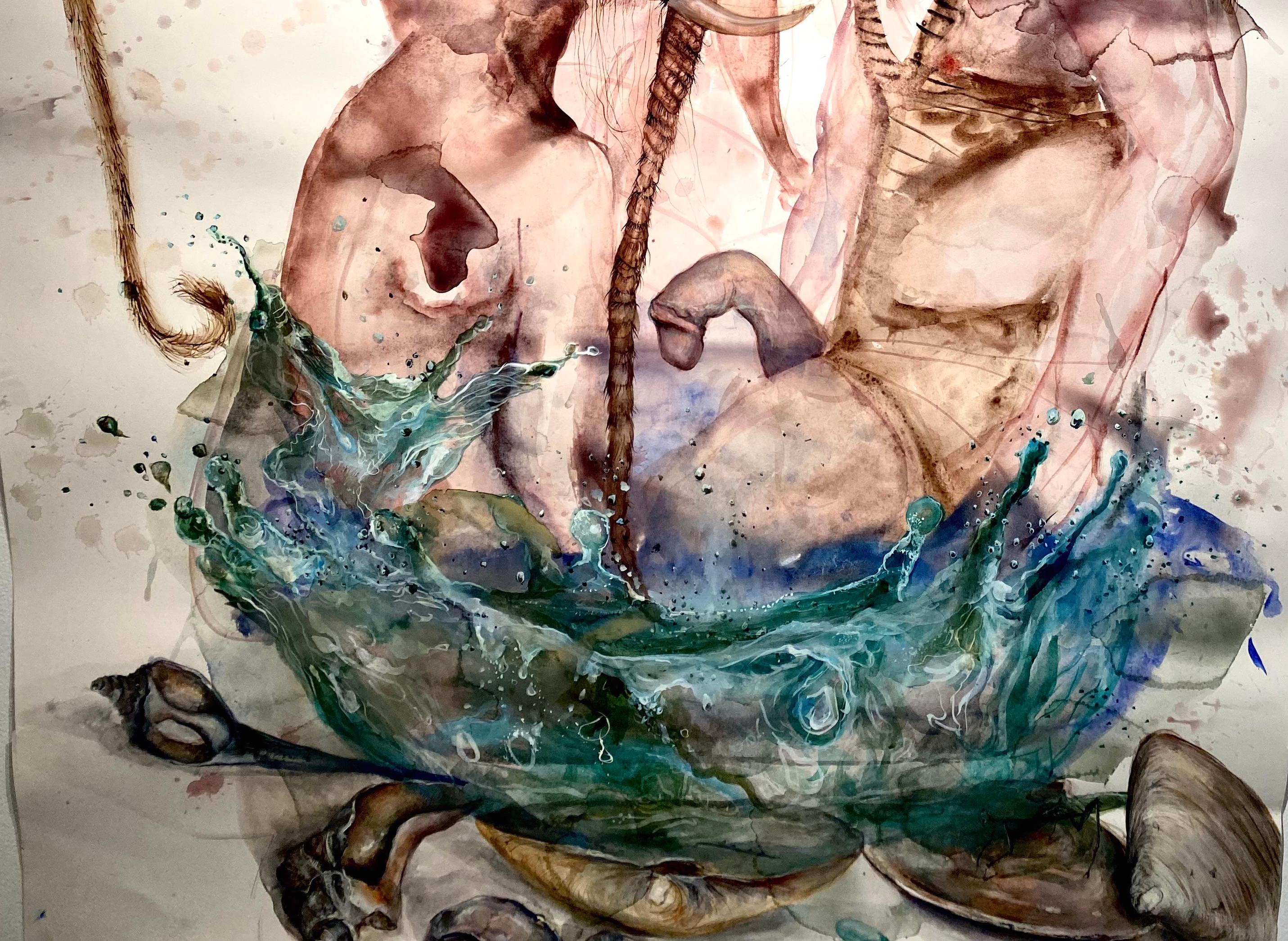 Shiri Mordechay's paintings are a whirlwind of emotion and complexity, drawing the viewer into a vibrant and dynamic world. Each piece is packed with countless details, your eyes are constantly darting from one part to another, unsure where to