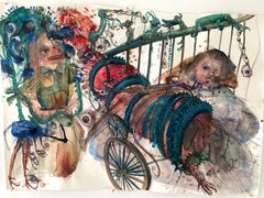 Acquerello su carta: "Play Room" (drago verde)