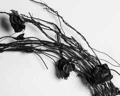 Sculpture of wire wreath with flowers: 'Mourning Wreath'