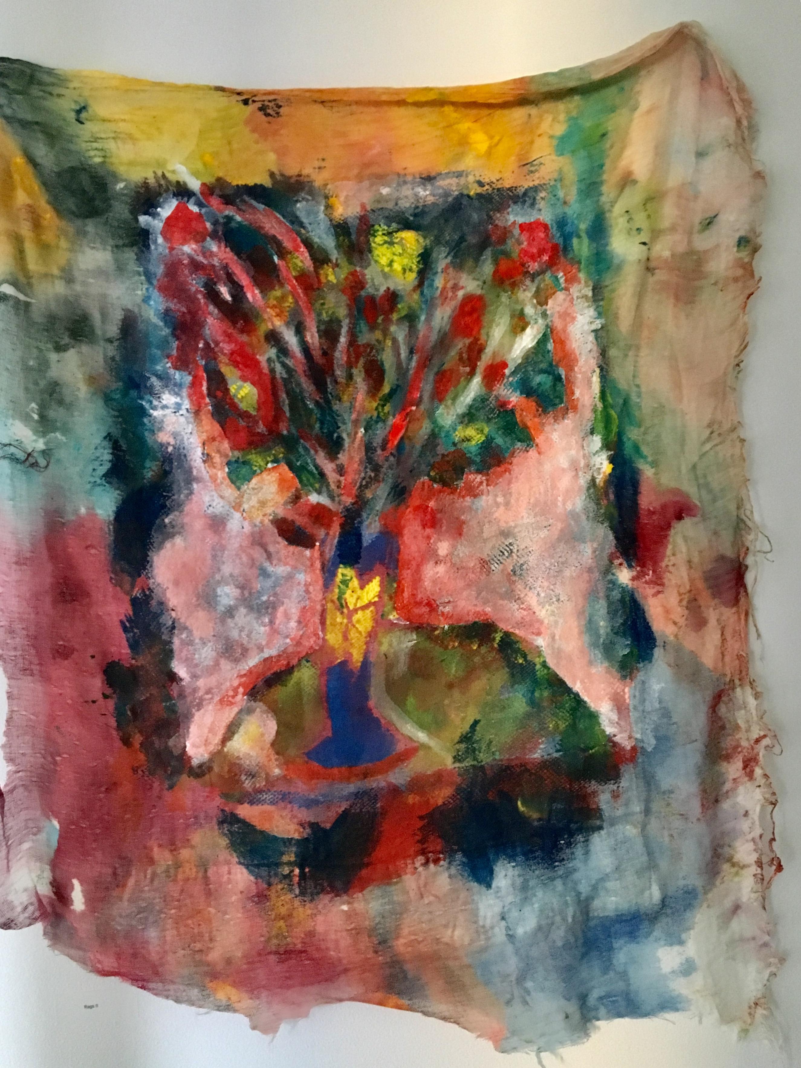 Pintura de ramo de flores sobre tela: 'Trapos II