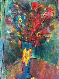 Peinture technique mixte cousue et peinte : « Transparent Overlay » ( superposition transparente)