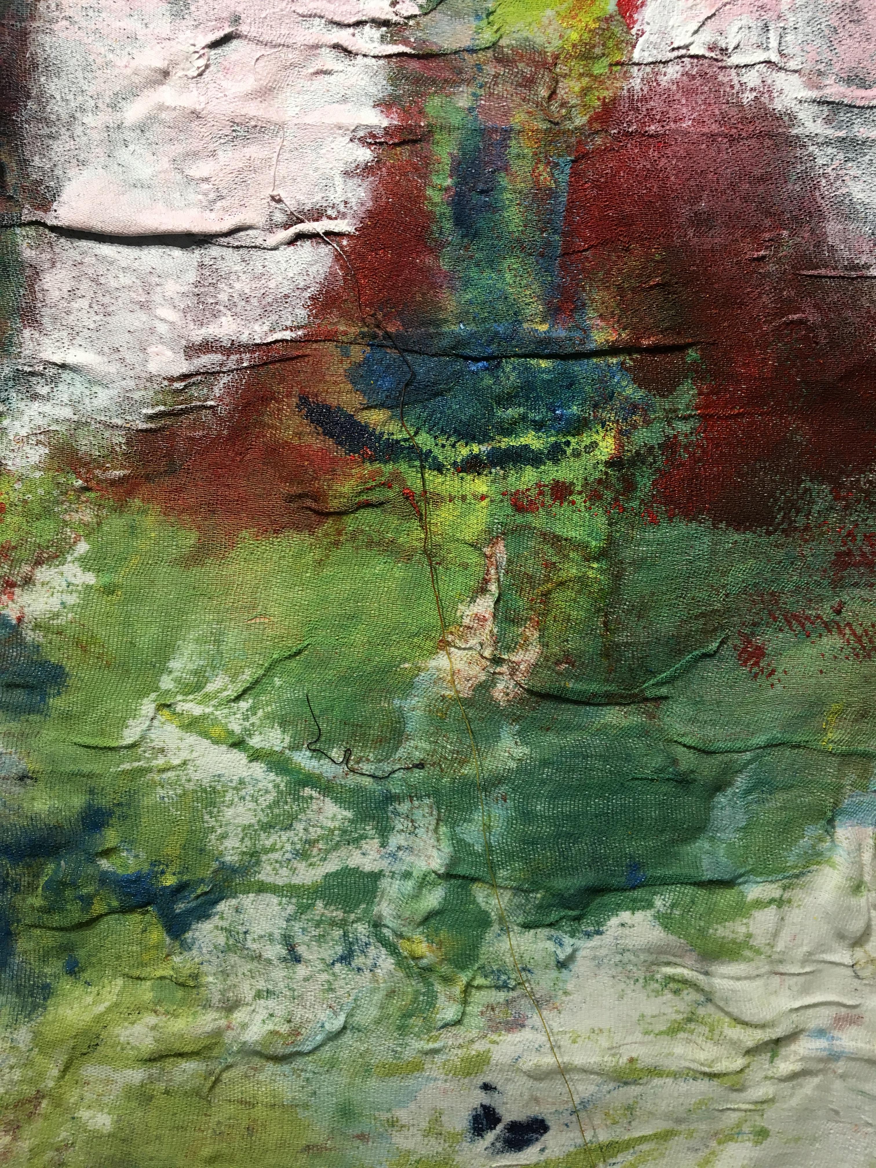 Textile Painting of flowers: 'Rags I' For Sale 7