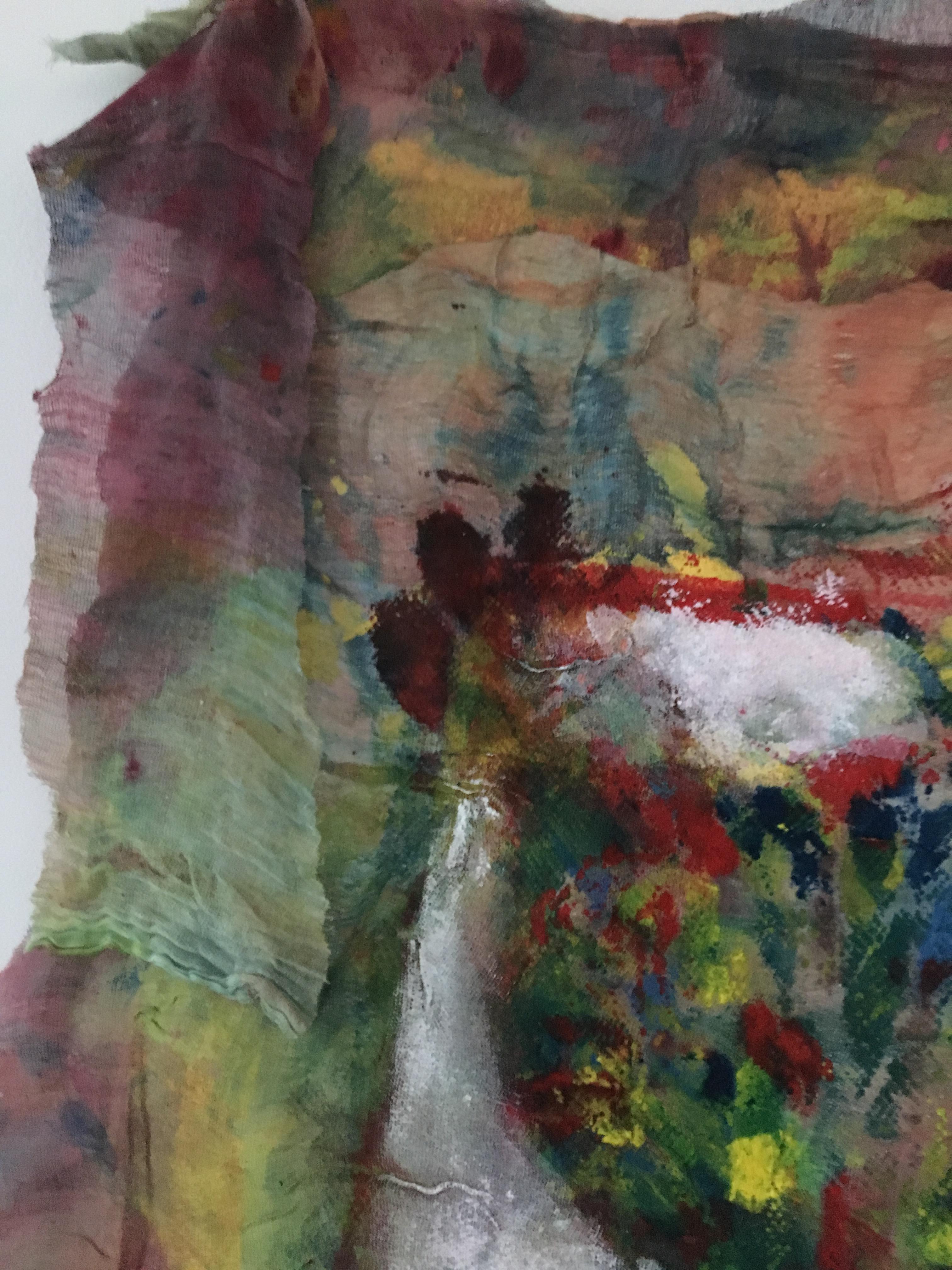 Textile Painting of flowers: 'Rags I' For Sale 2