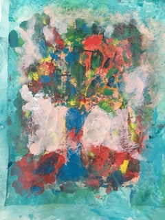 Quadro di bouquet di fiori su tessuto e carta di riso: Blu Orientale