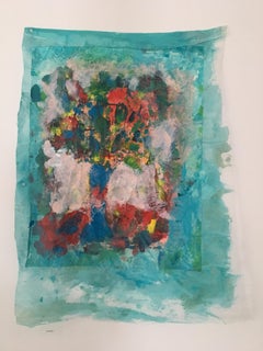 Pintura de ramo de flores sobre tela y papel de arroz: Azul oriental