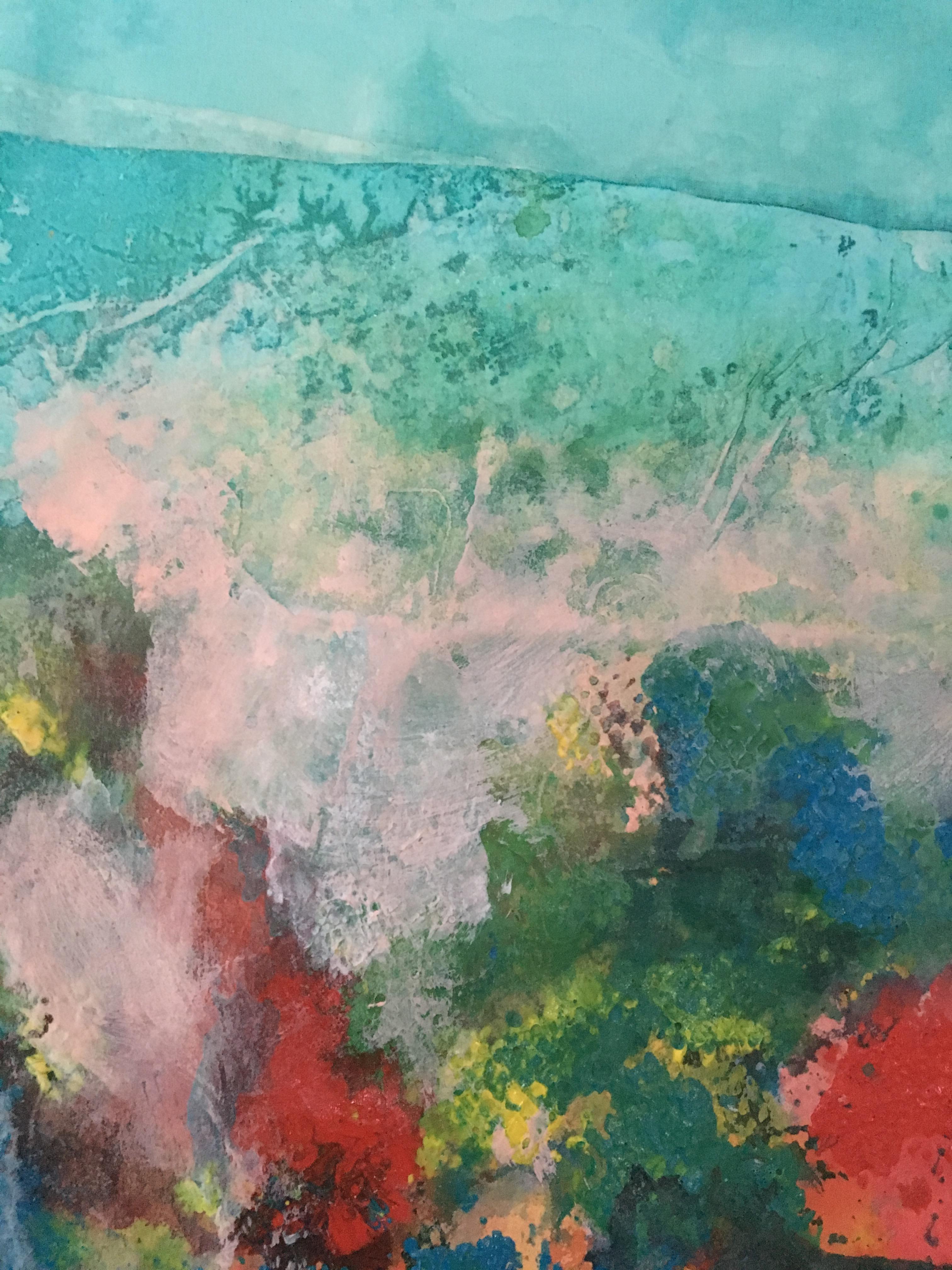Gemälde eines Blumenstraußes auf Stoff und Reispapier: „ Orientblau“ im Angebot 6