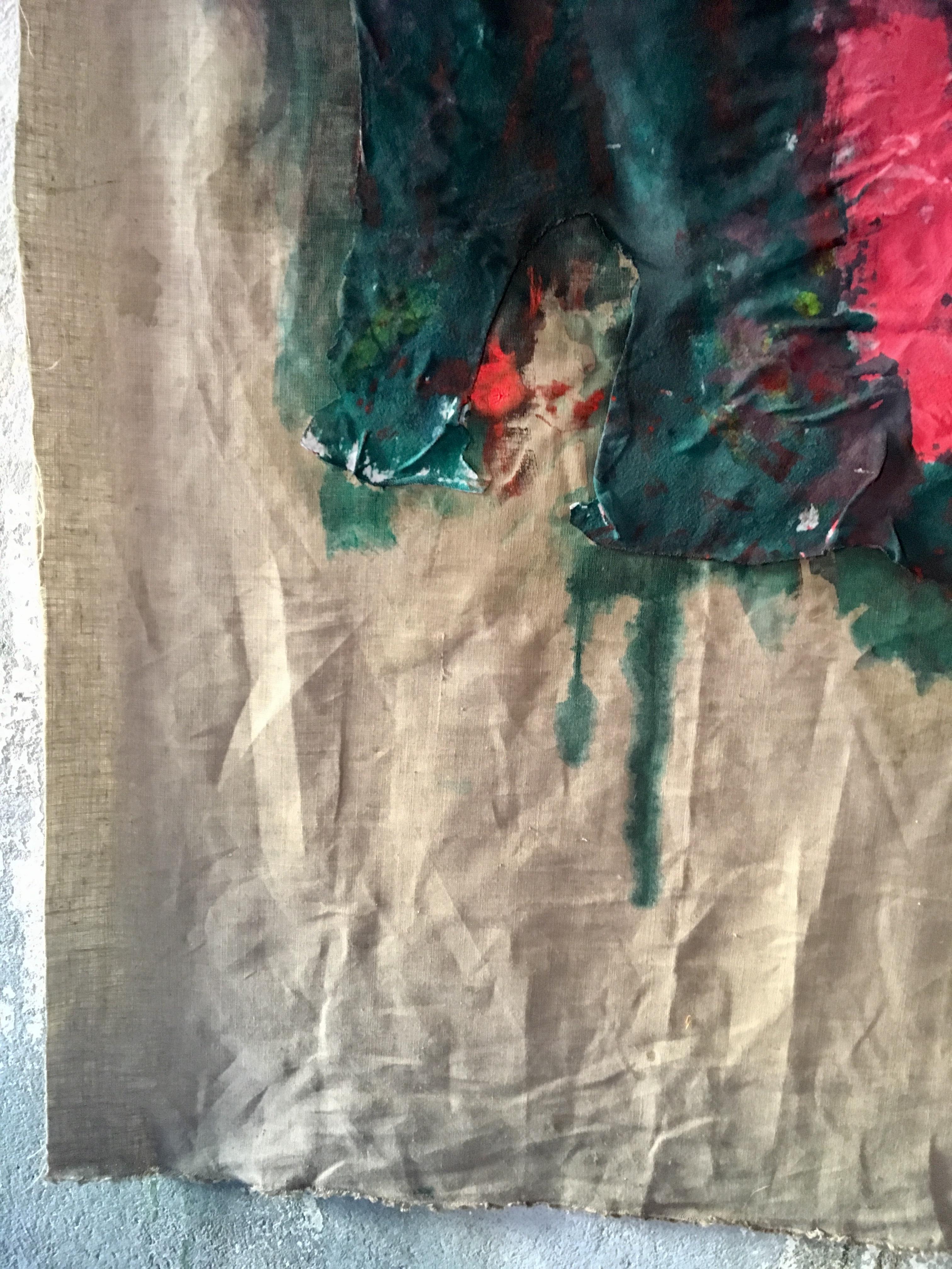 Grande dipinto tessile di bouquet di fiori: 'Graffiti Mystery'. in vendita 12