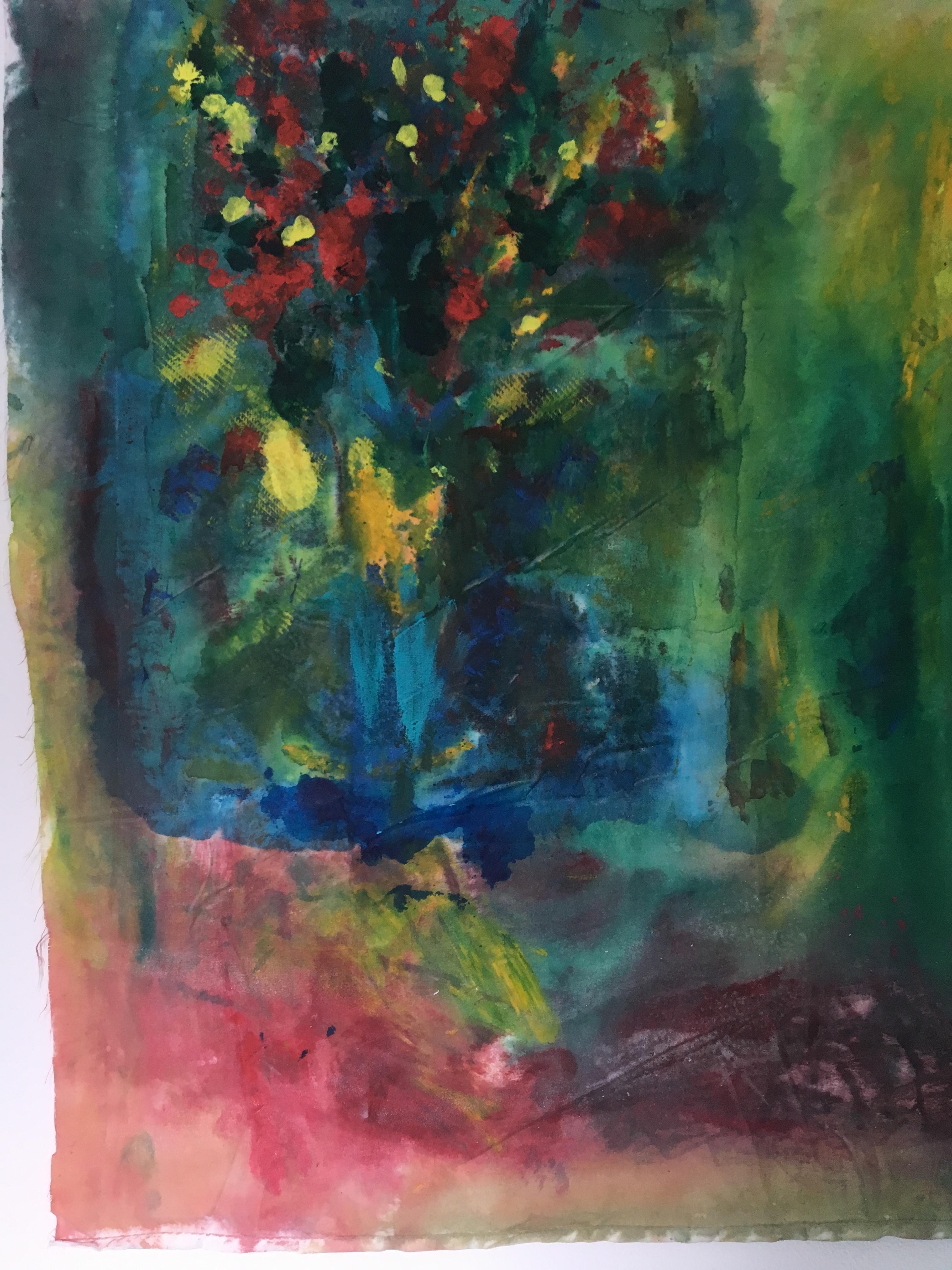 Peinture d'un bouquet de fleurs sur lin : « Romanticism » - Contemporain Painting par Joel Handorff