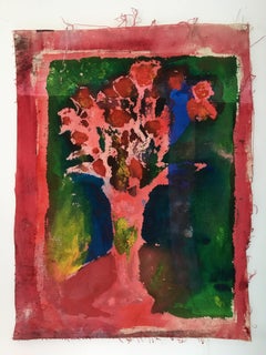 Painting of flowers on canvas: 'Green Backyard'