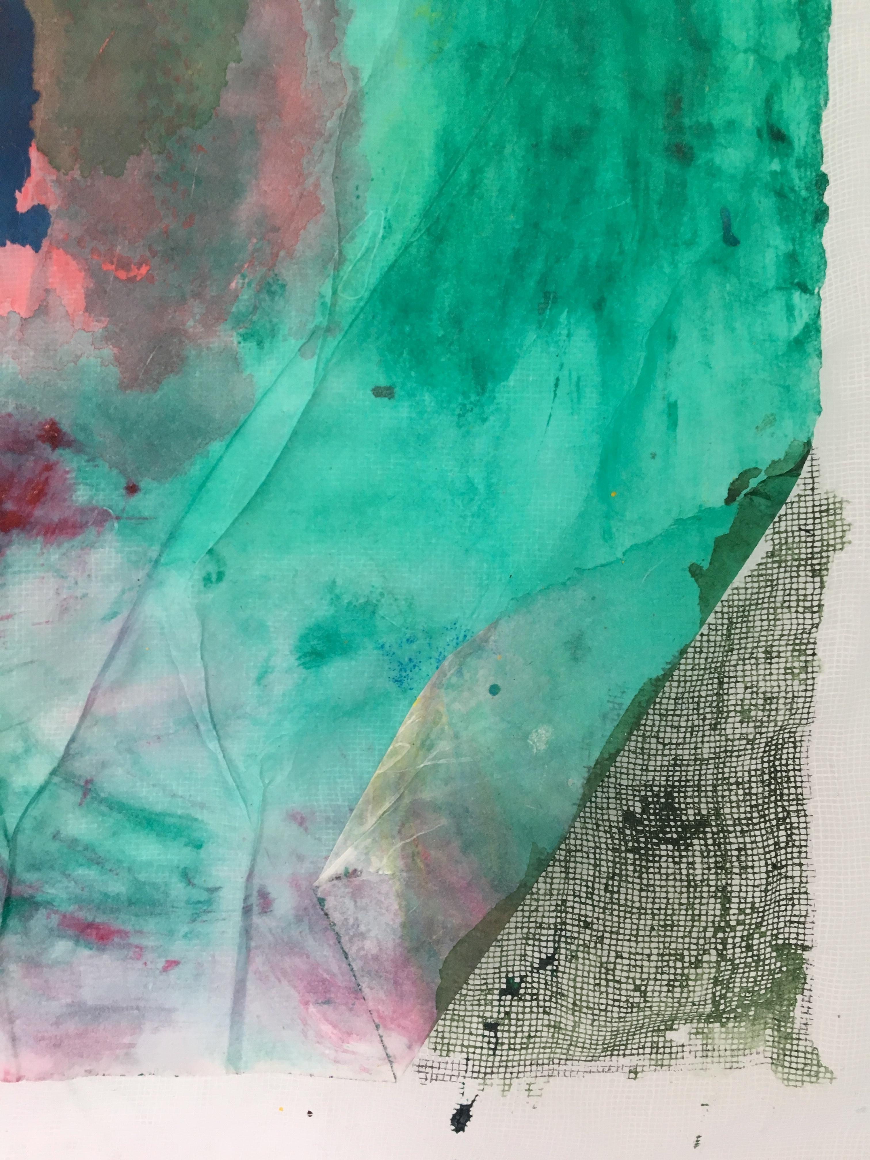 Quadro di bouquet di fiori su tessuto e carta di riso: Tavolo blu in vendita 8