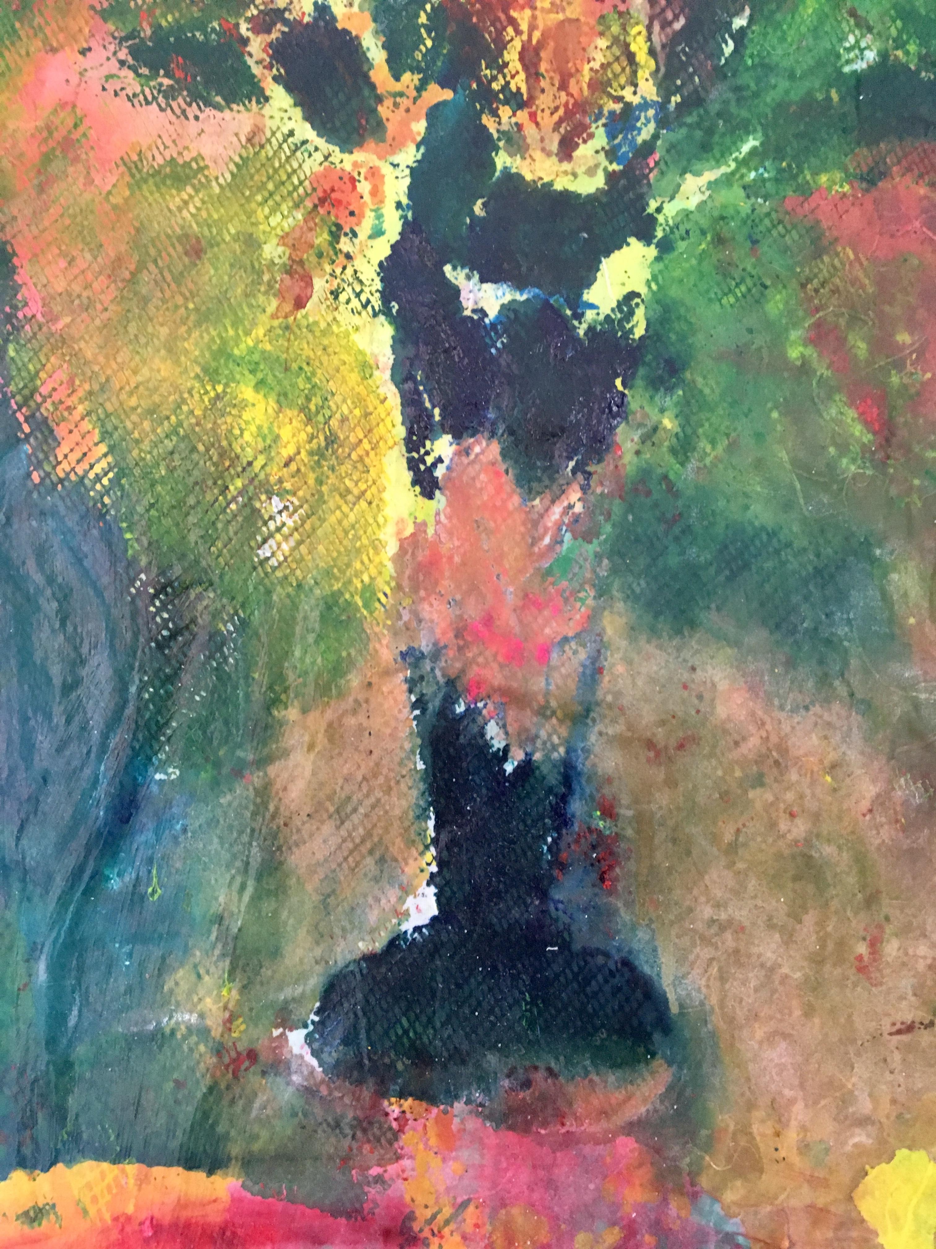 Painting of bouquet of flowers on fabric and rice paper: 'Dream Bouquet II' For Sale 1