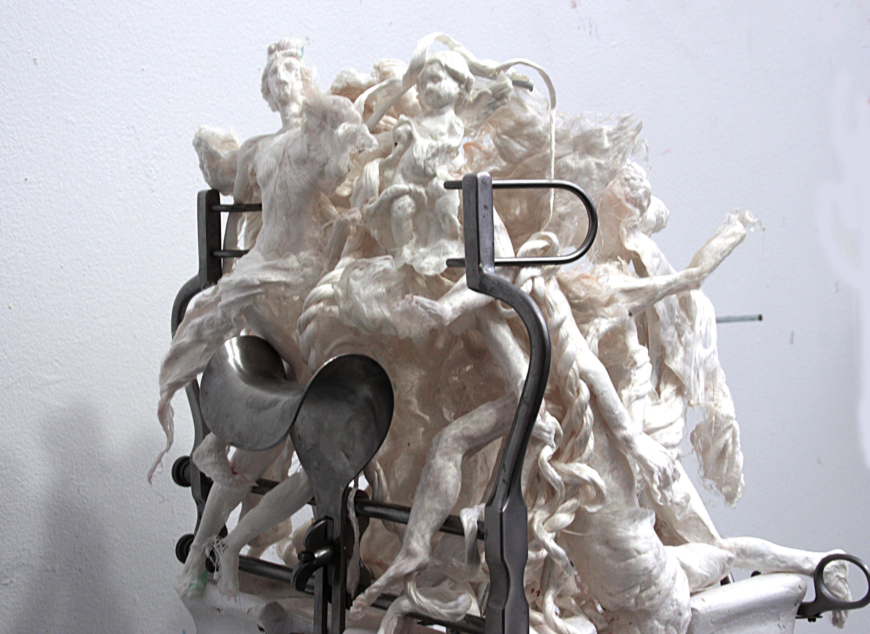 Mixed media medium figurative sculpture: 'Small Divorcing Cake ' - Contemporary Mixed Media Art by Pablo Garcia-Lopez
