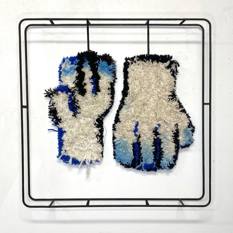Judy Rushin-Knopf Abstract Sculpture - Textile Sculpture on Steel frame: 'Gloves'