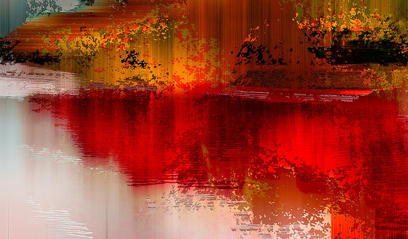 Pintura digital, impresión lambda sobre papel de archivo fuji crystal montado sobre dibond de aluminio, frente acrílico.
Paseos románticos: un antiguo castillo se asienta al pie de un lago de superficie especular. En el centro, una fuente. Sin