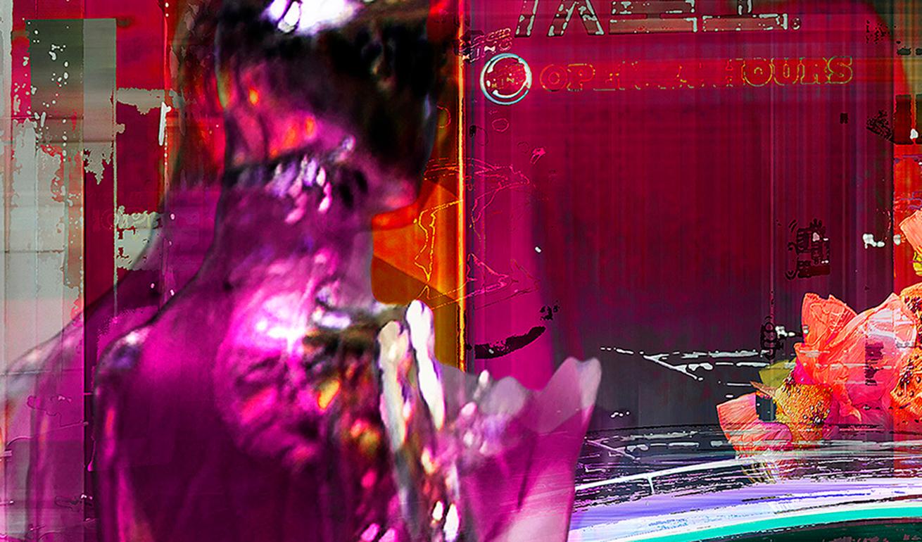Digitale Malerei, Lambda-Druck auf fuji crystal archival paper, montiert auf Aluminium-Dibond, Acrylfront.
Wittigs Arbeiten bedienen sich bei der Aufnahme und im Druck fotografischer Techniken, sind aber weit von der Fotografie entfernt. In vielen