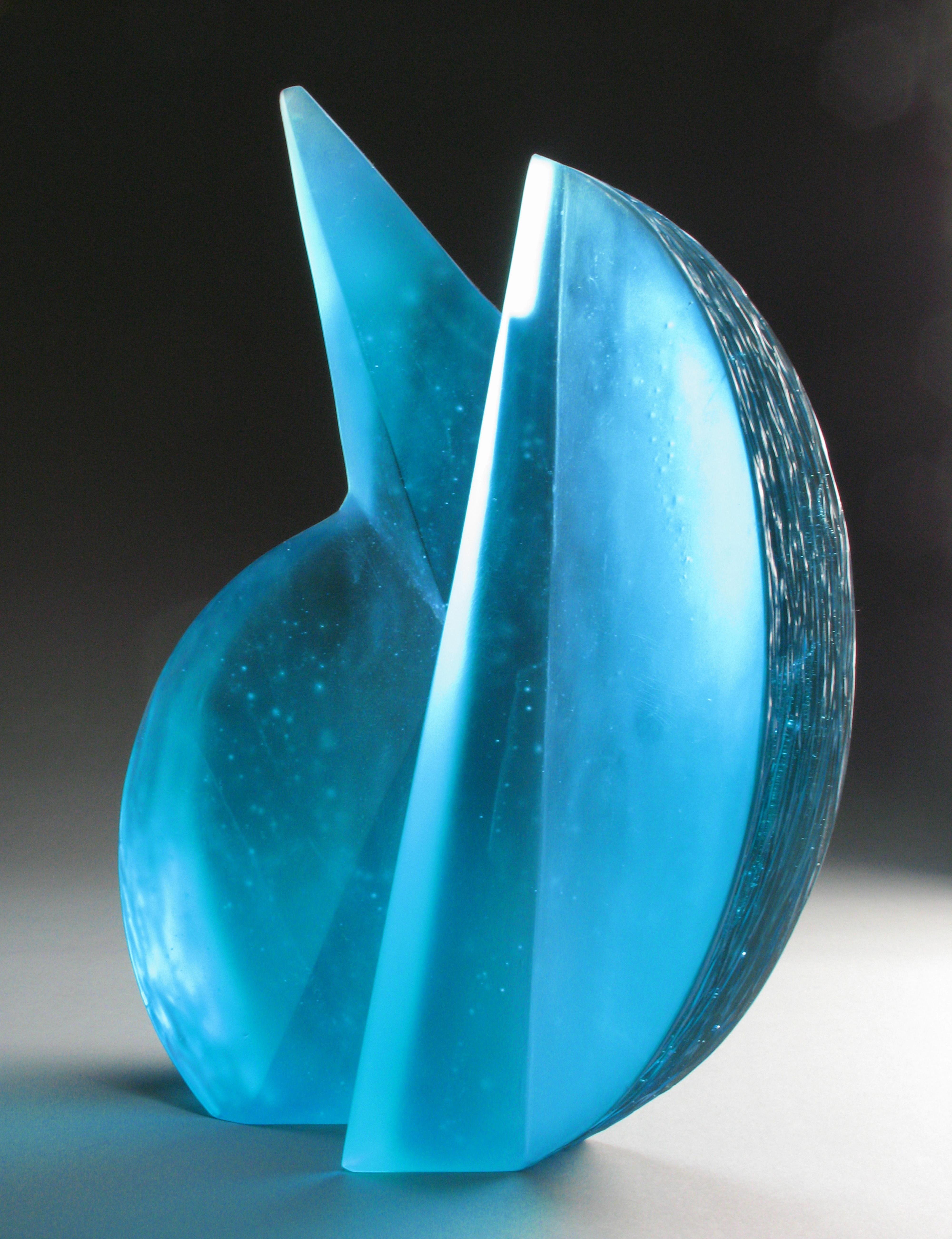 Chad Holliday Abstract Sculpture - 'Balanced Oblique' Abstract Geometric Glass Sculpture