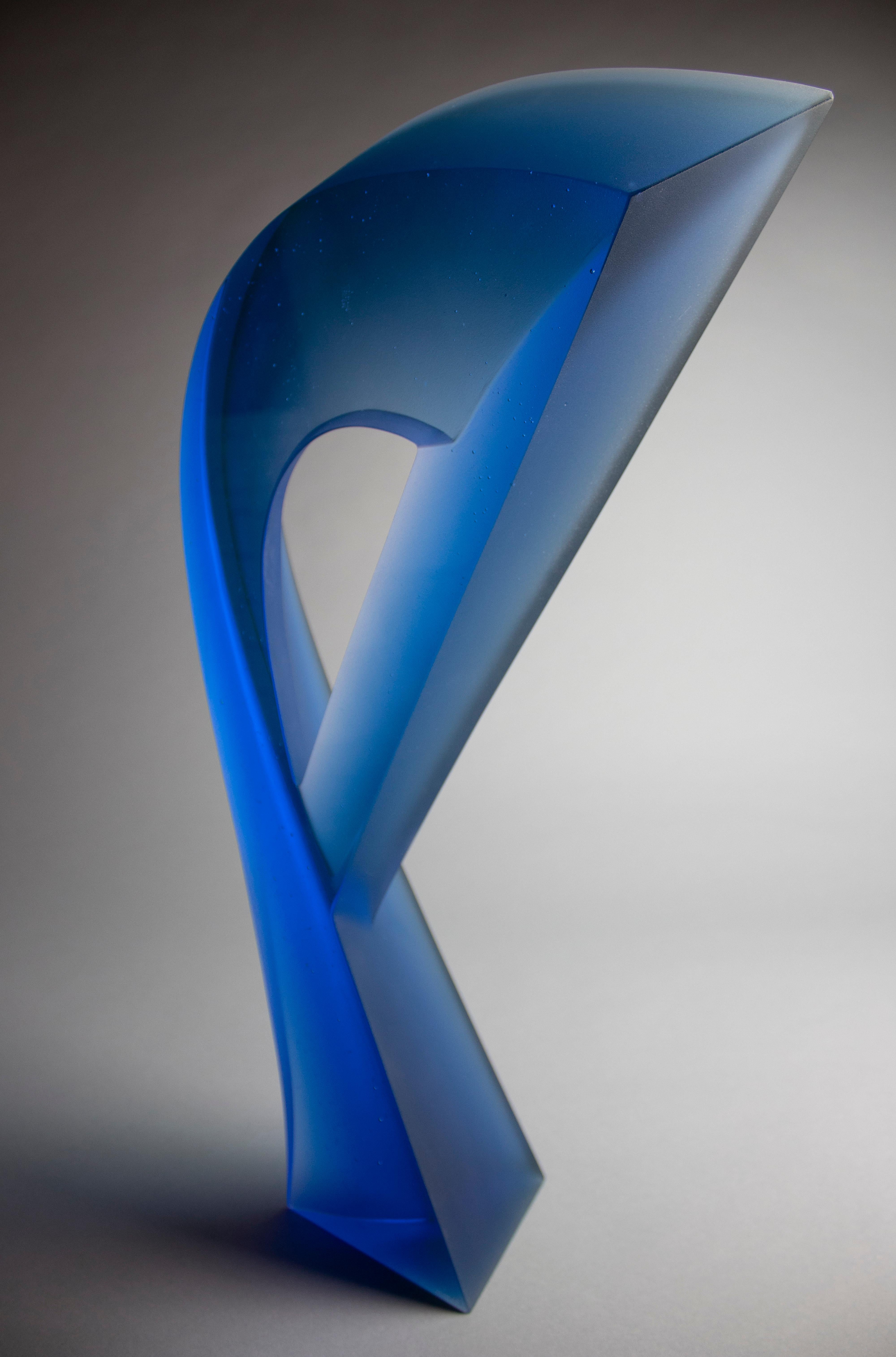 Chad Holliday Abstract Sculpture - 'New Blue Passage' Abstract Glass Sculpture