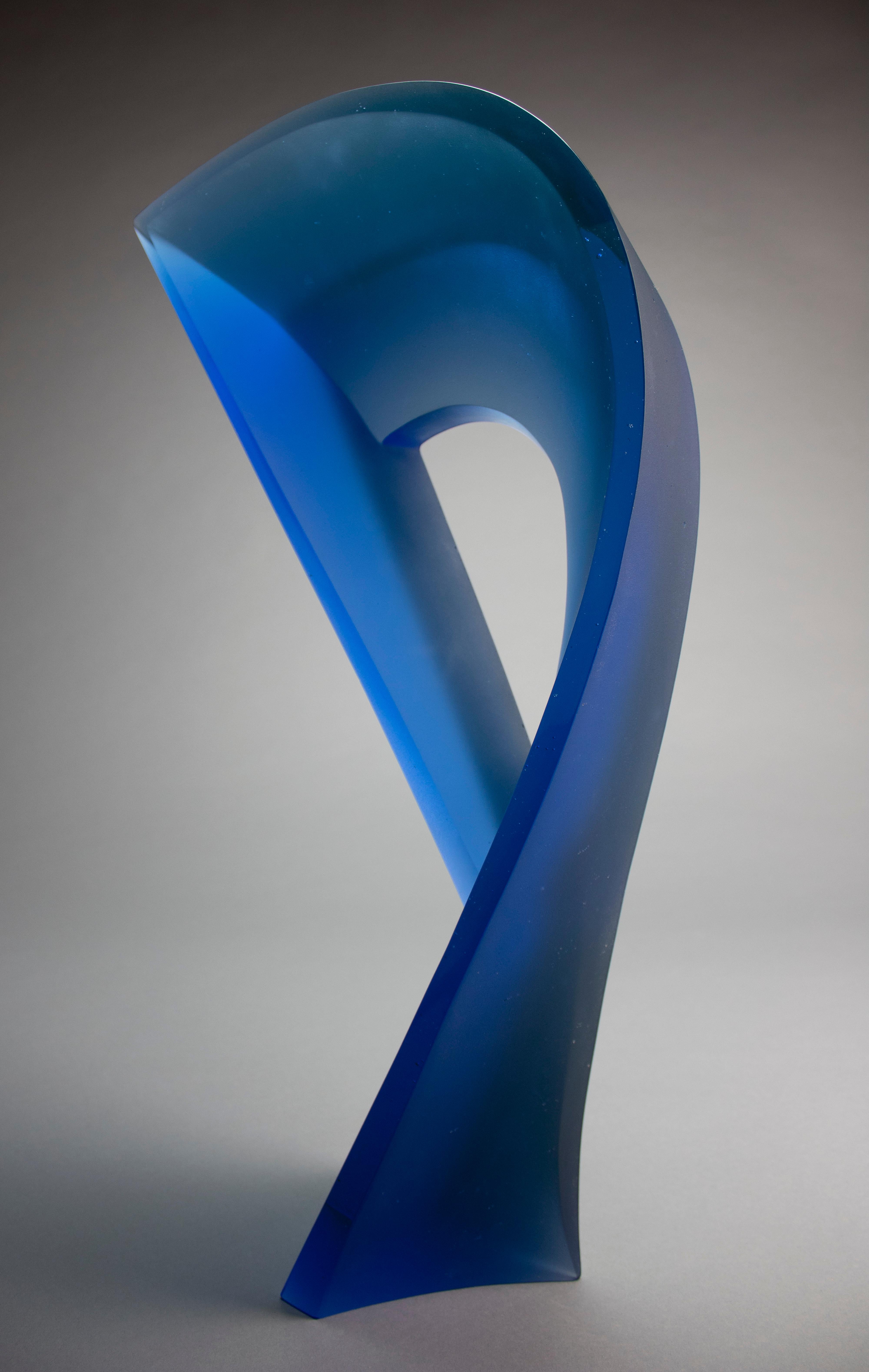 'New Blue Passage' Abstract Glass Sculpture 1