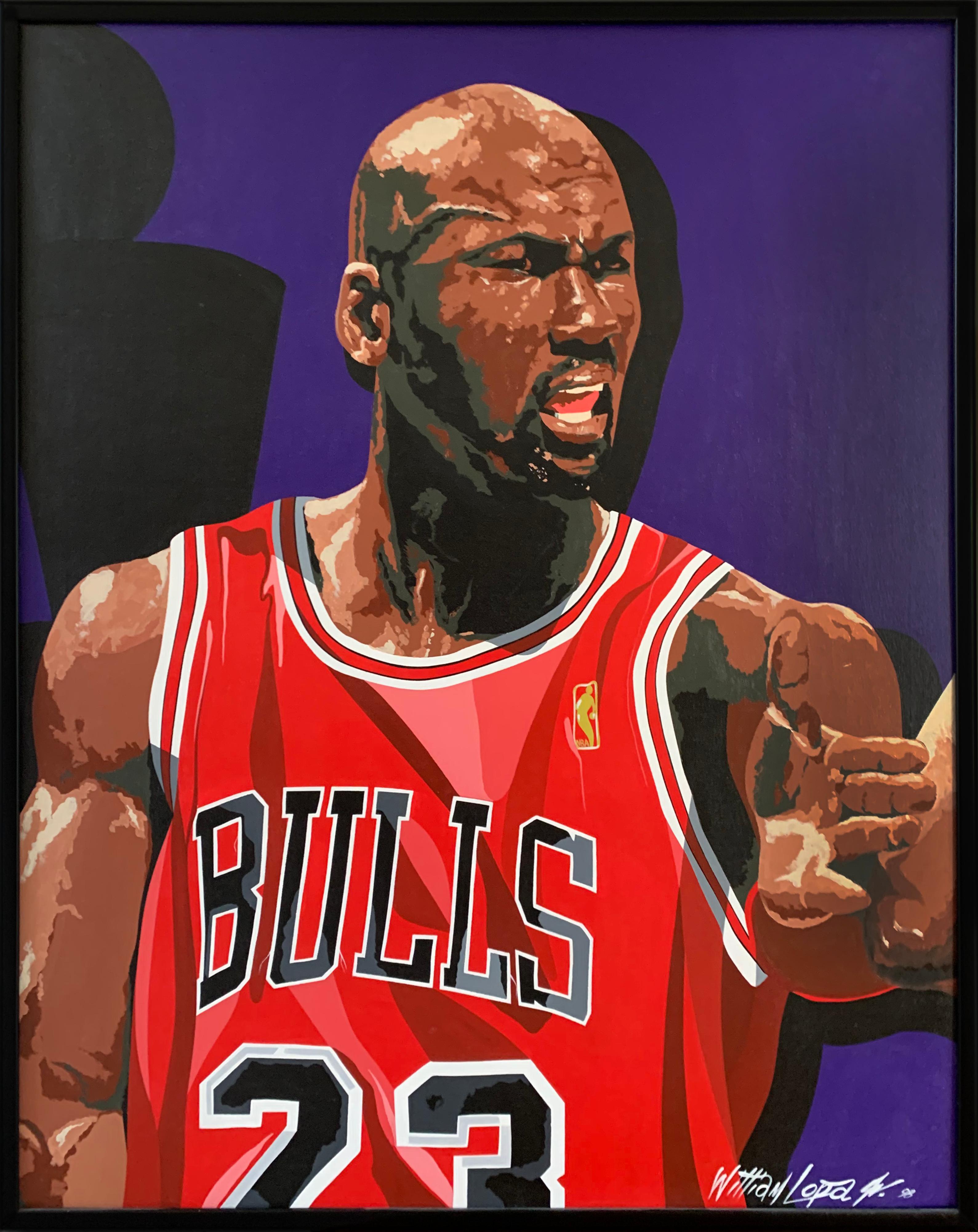 William Lopa Portrait Painting – Michael Jordan, Acryl auf Leinwand
