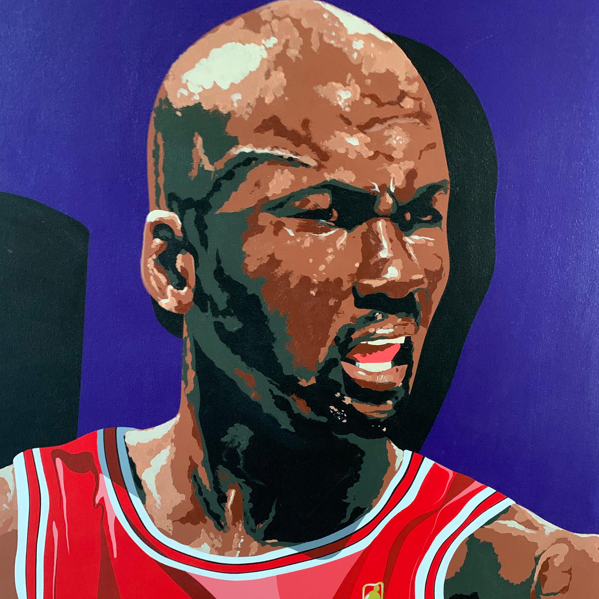 Michael Jordan, Acryl auf Leinwand – Painting von William Lopa