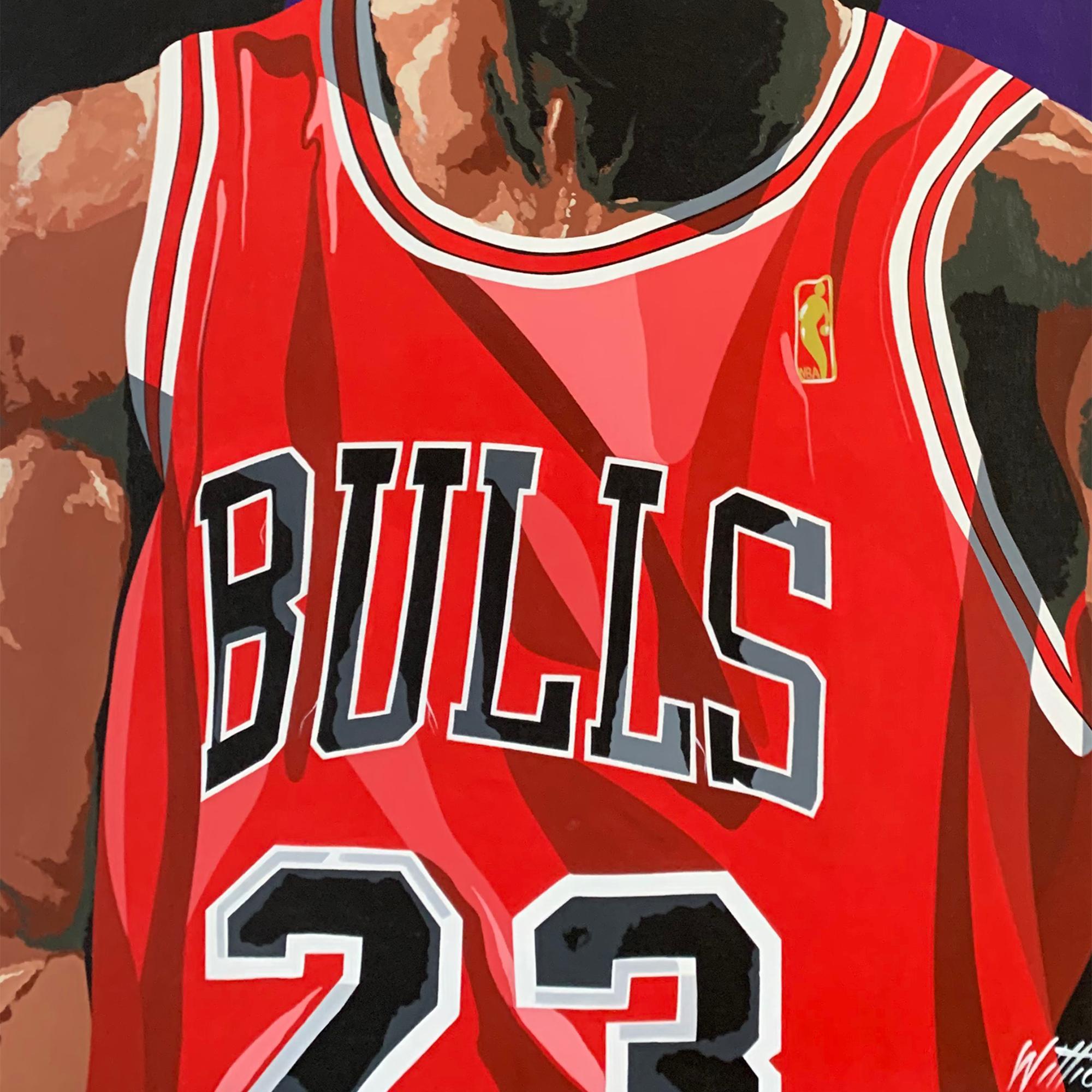 Michael Jordan, Acryl auf Leinwand (Schwarz), Portrait Painting, von William Lopa