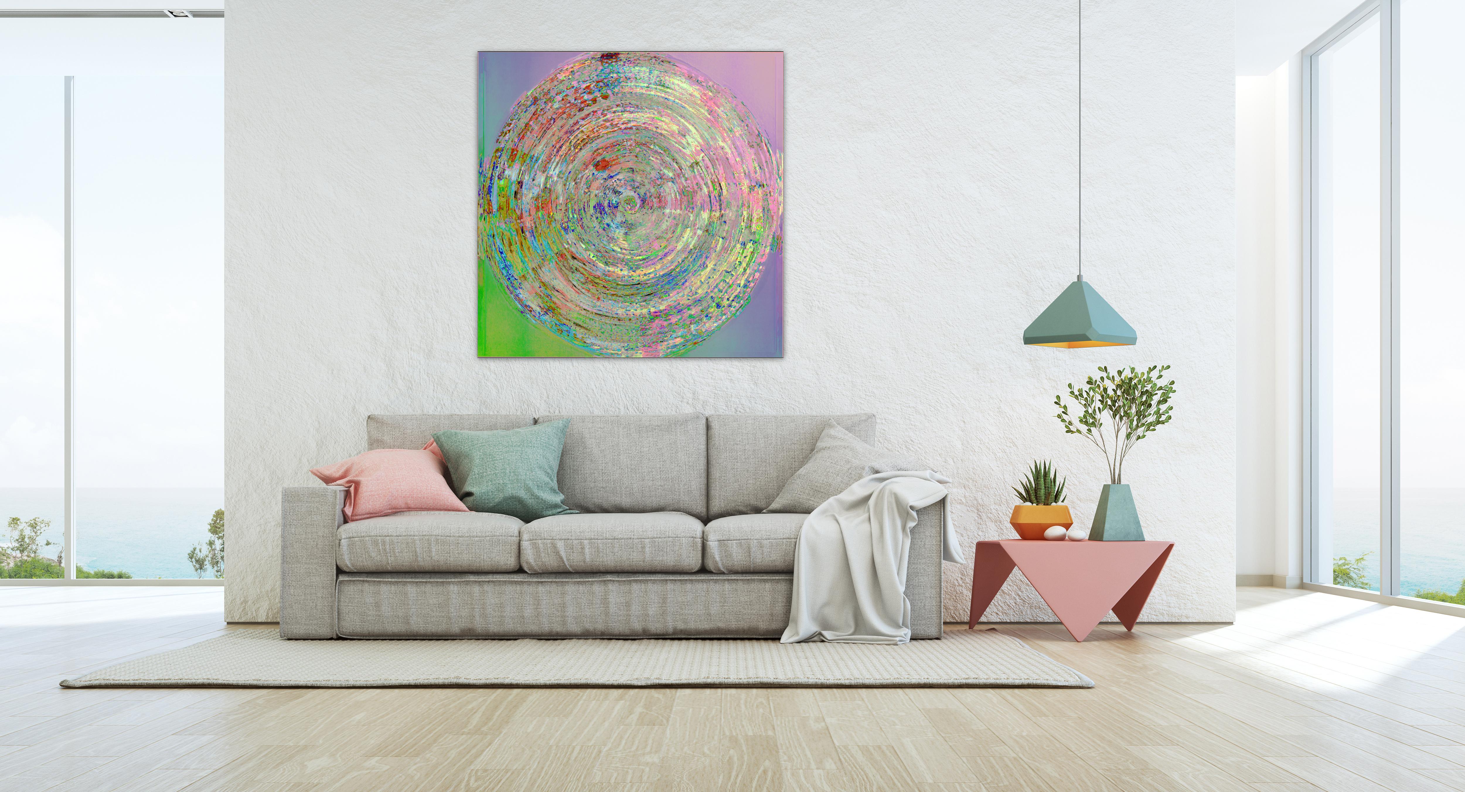 „Swirl Zero One“ Digitales Gemälde, Lammfelldruck auf Aluminiumdibond montiert – Painting von Jens-Christian Wittig