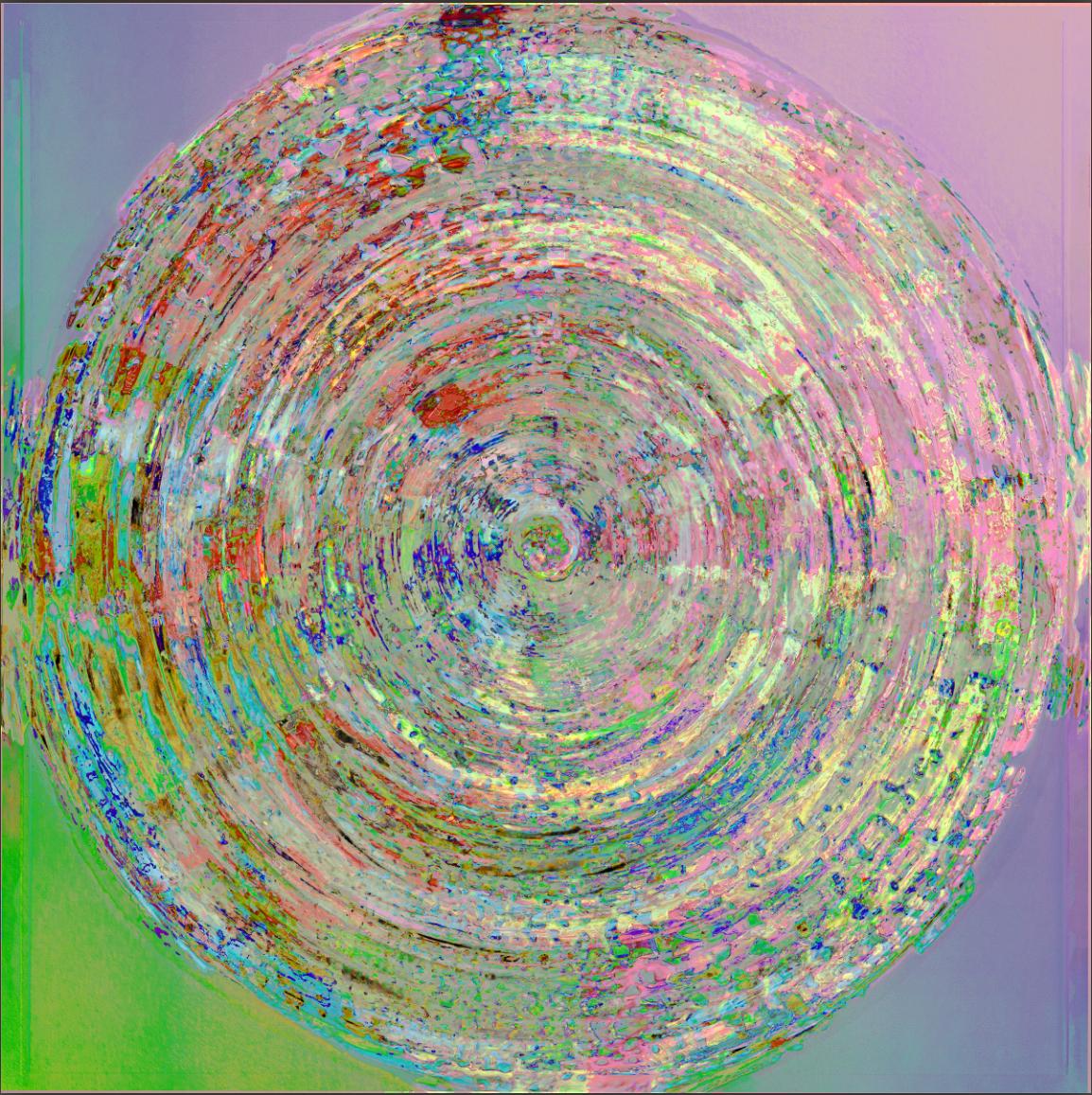 „Swirl Zero One“ Digitales Gemälde, Lammfelldruck auf Aluminiumdibond montiert