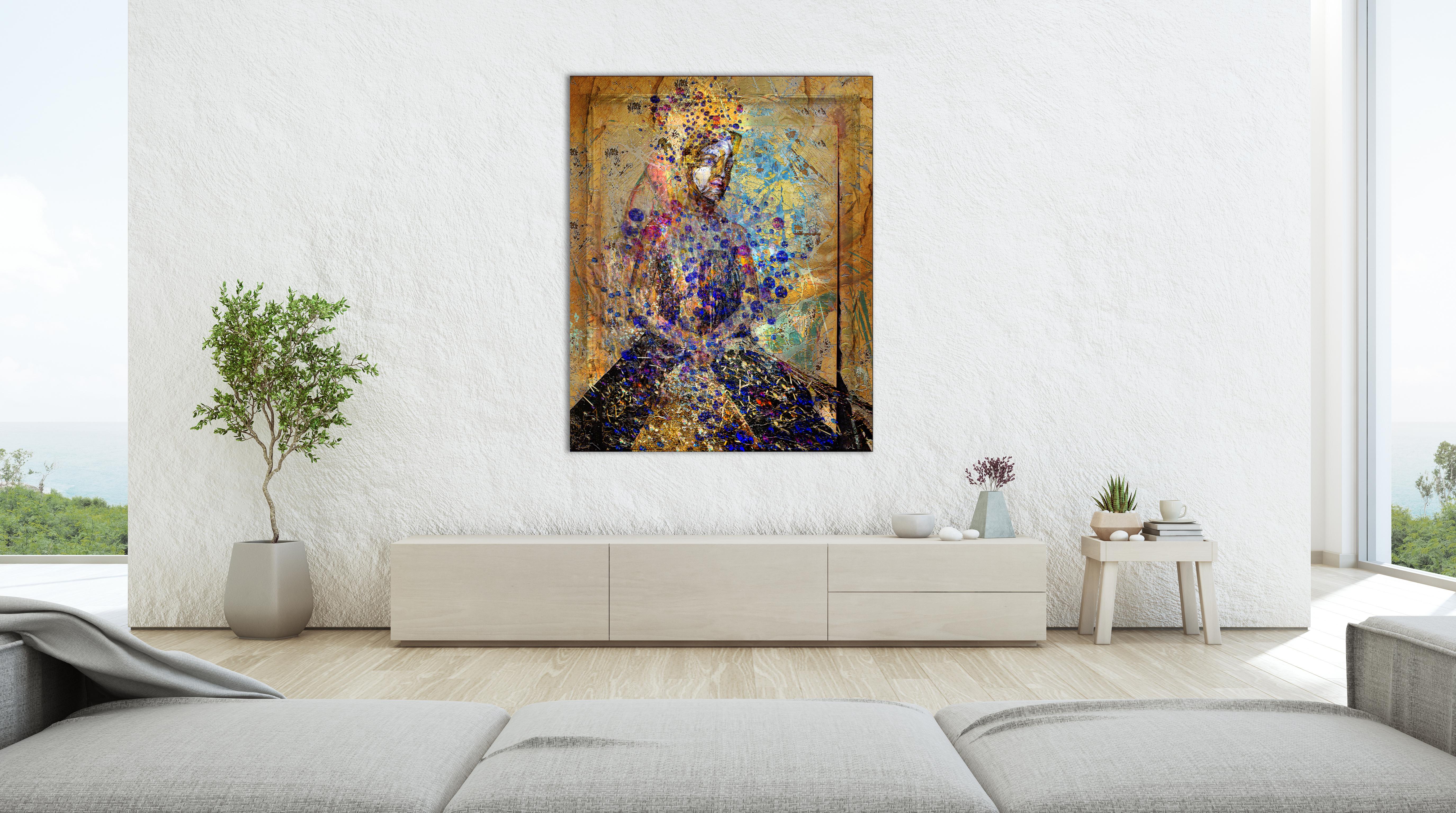 „Mein Gaurdian-Engel“ Digitales Gemälde, Lammfelldruck auf Aluminiumdibond montiert – Painting von Jens-Christian Wittig