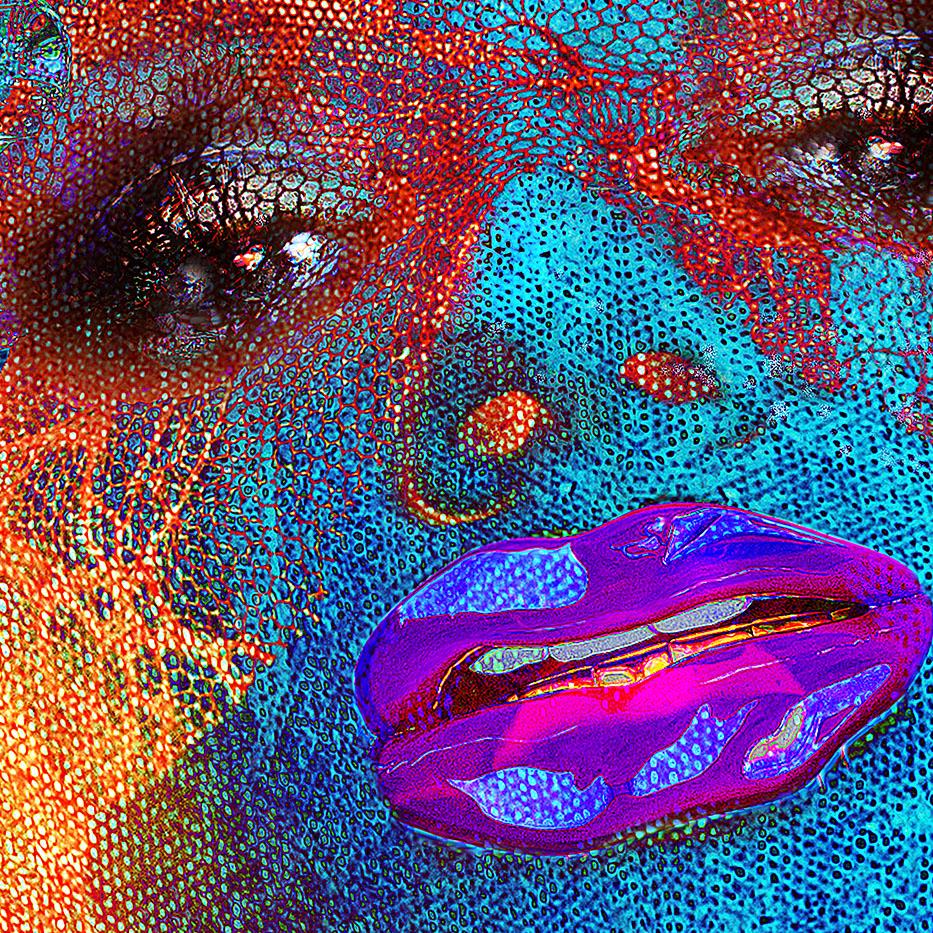 'My Guardian Angel II' Digital Painting, Lambda Print Mounted on Alu Dibond - Gray Portrait Print by Jens-Christian Wittig