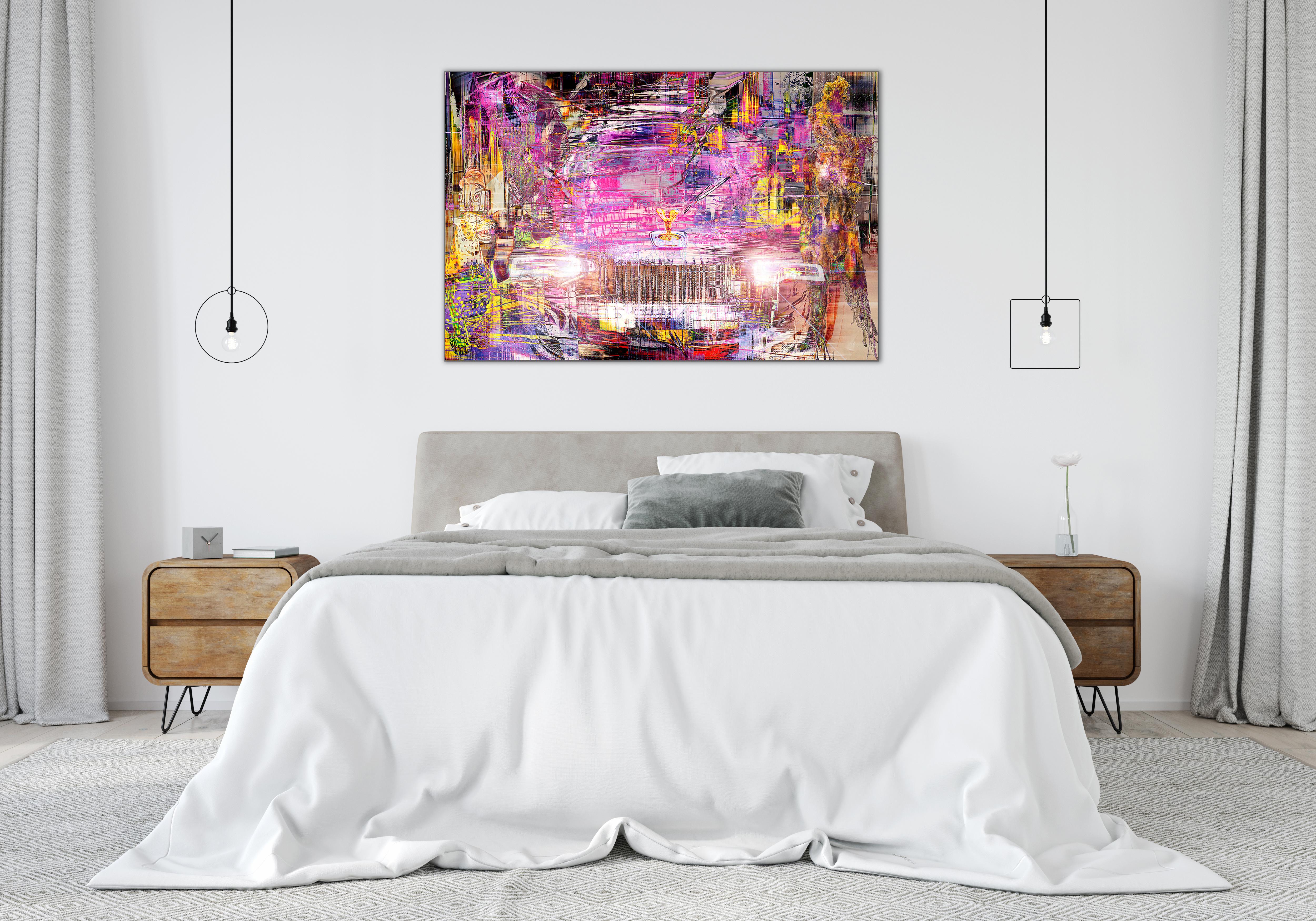 „Ghost Night Rolls Royce“ Digitales Gemälde auf Lammfelldruck im Angebot 3