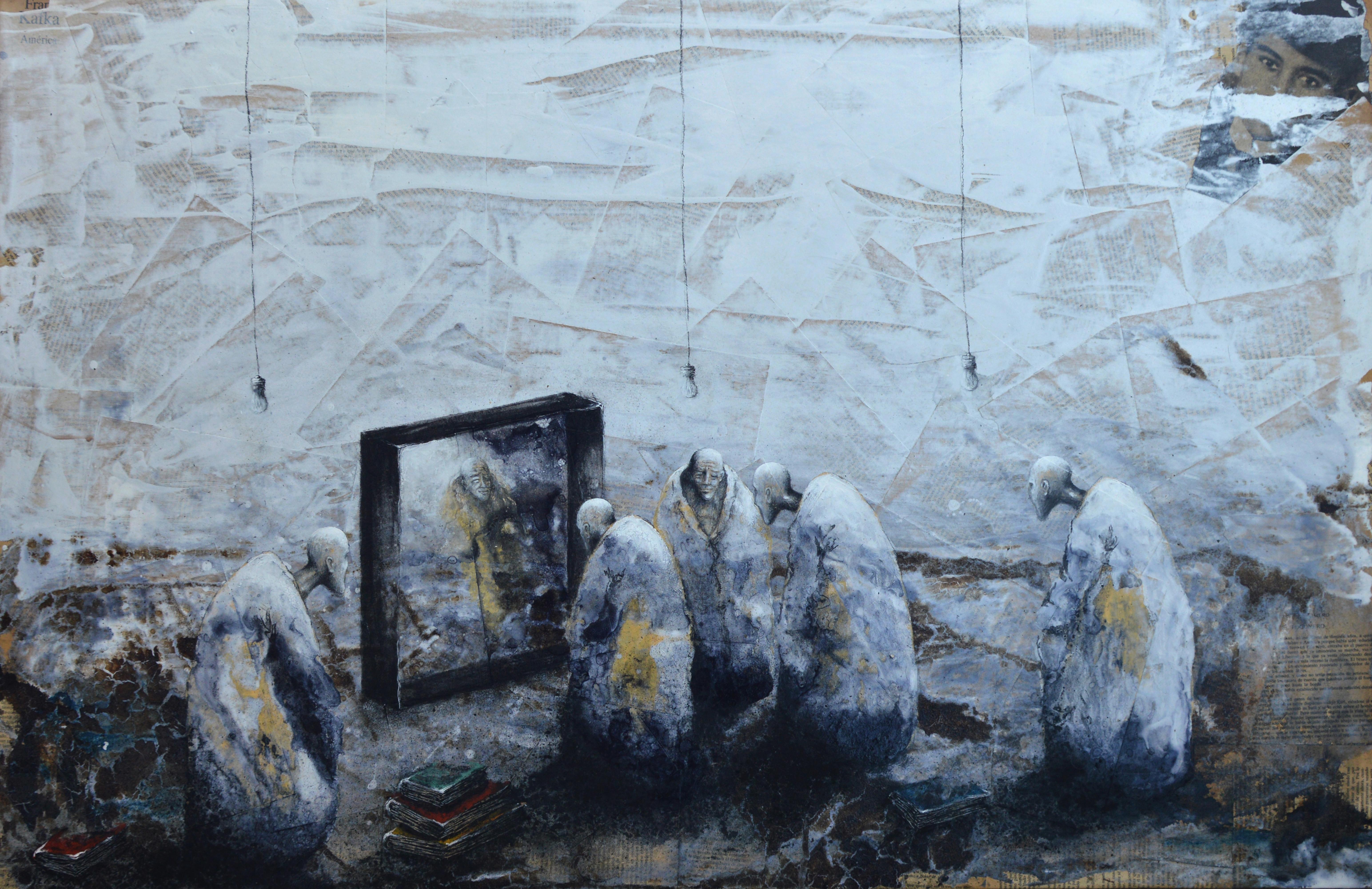 Alberto Letamendi Abstract Painting - 'AI vs LA K' Mixed Media on Canvas