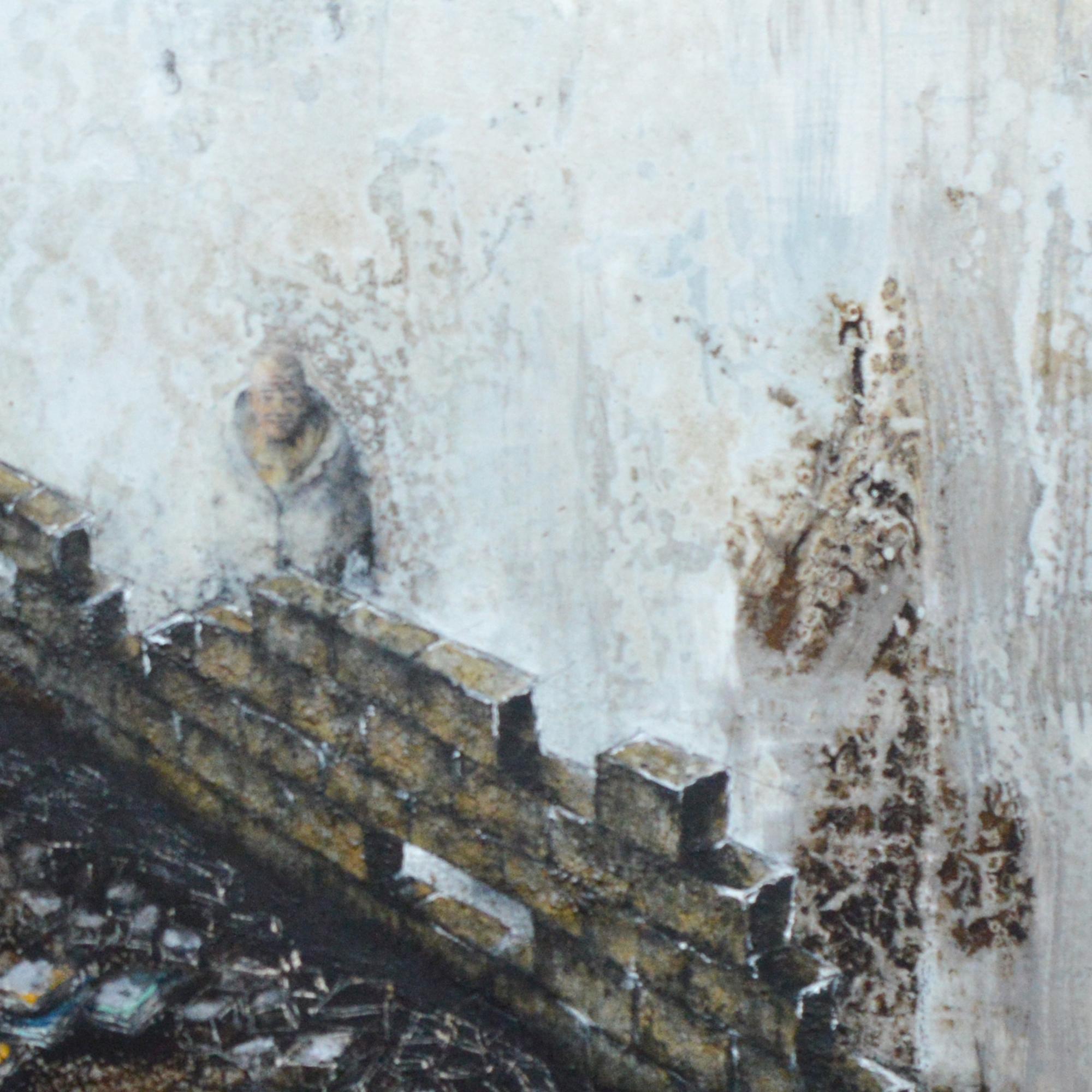 Loturak vs Lokarriak' Tecnica mista su tela - Abstract Painting Grigio di Alberto Letamendi