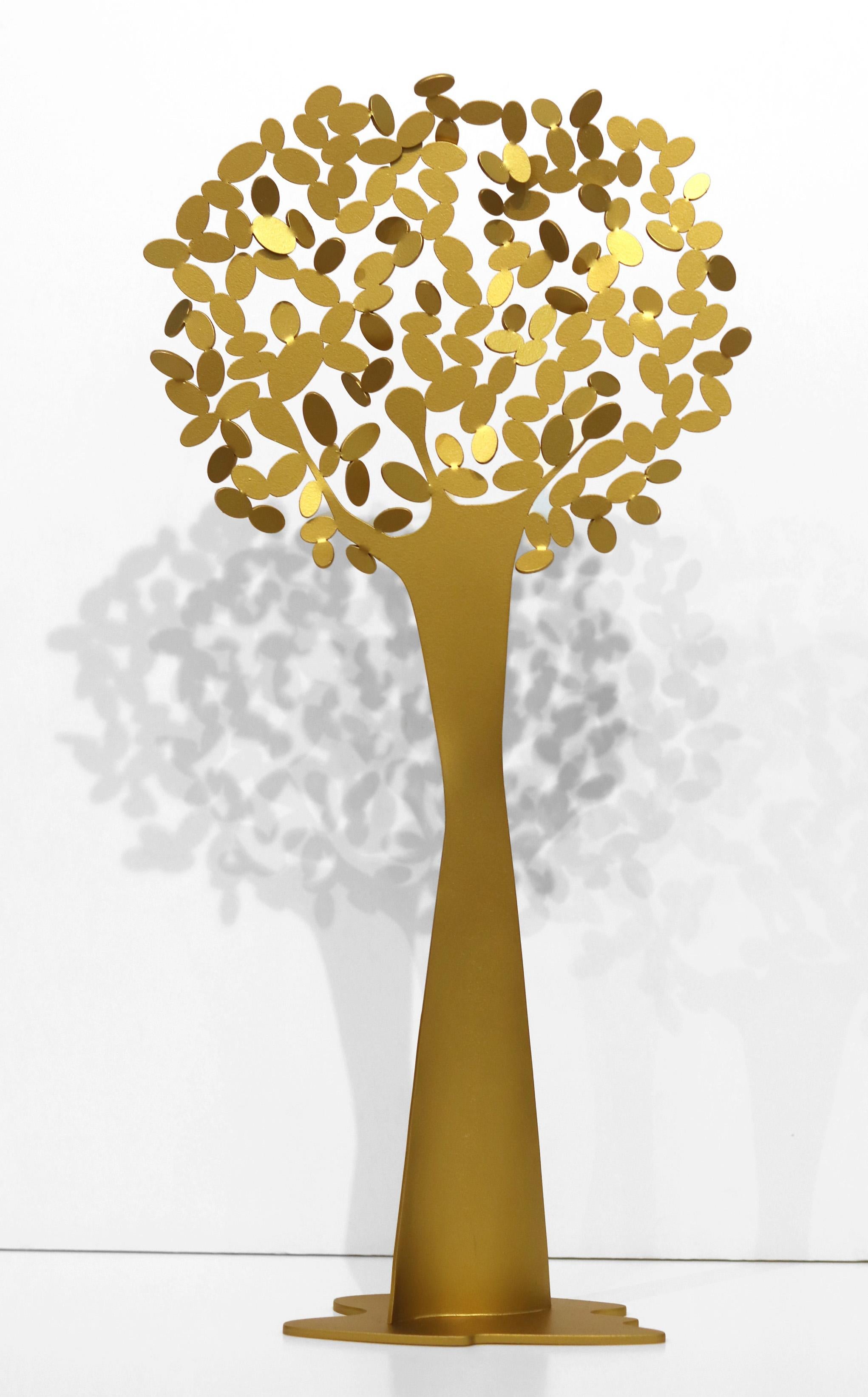 22 inch Tall Original Metal Gold Minimalist Tree Sculpture "Urapan Fraxinus" 