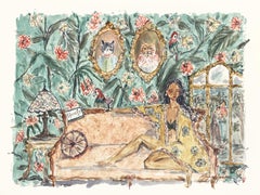 Women at Leisure I - Figurative Watercolor Portrait Painting on Paper