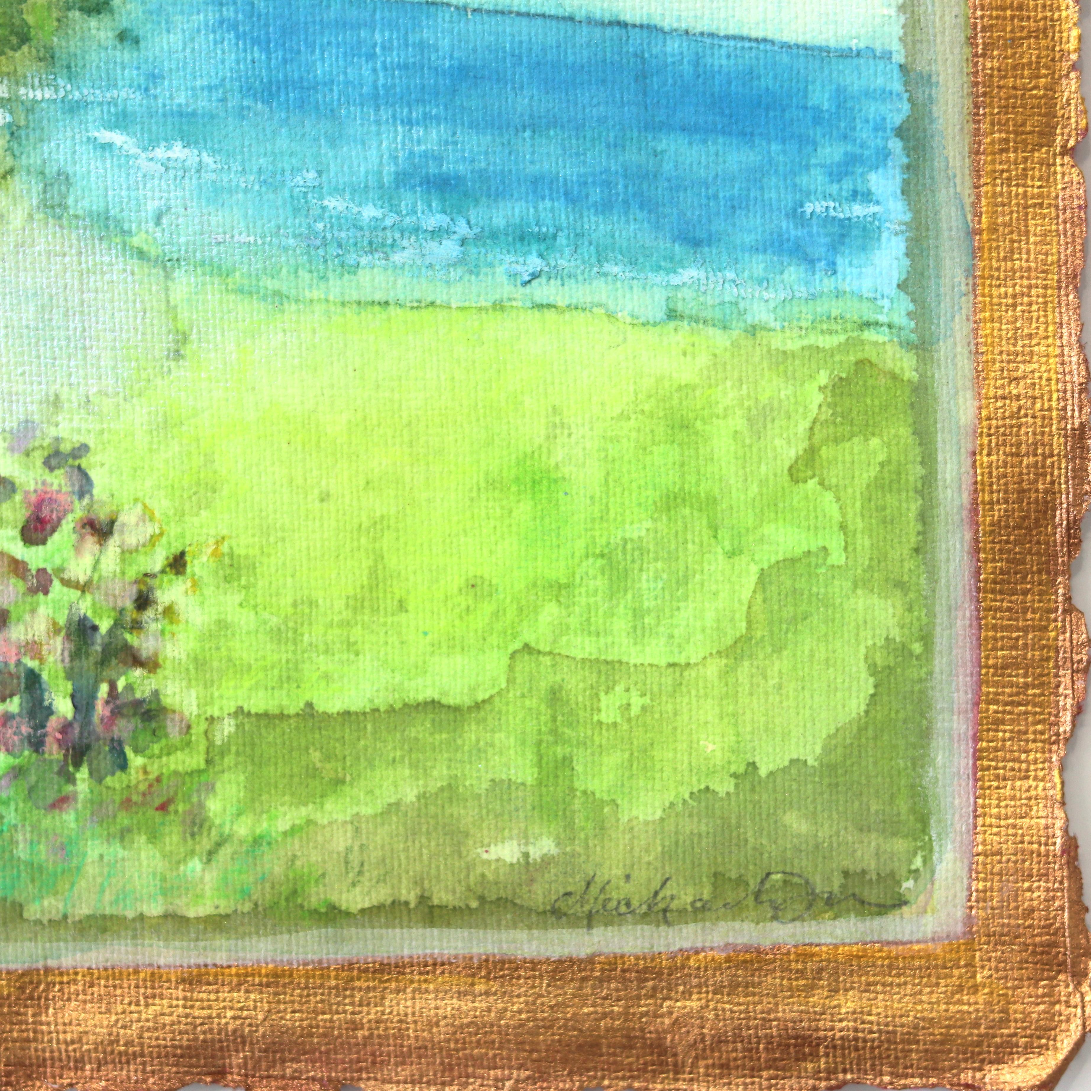 Dreamspace - Fantasy Coastal Garden Landscape Painting on Handmade Paper - Art by Michaela Jean
