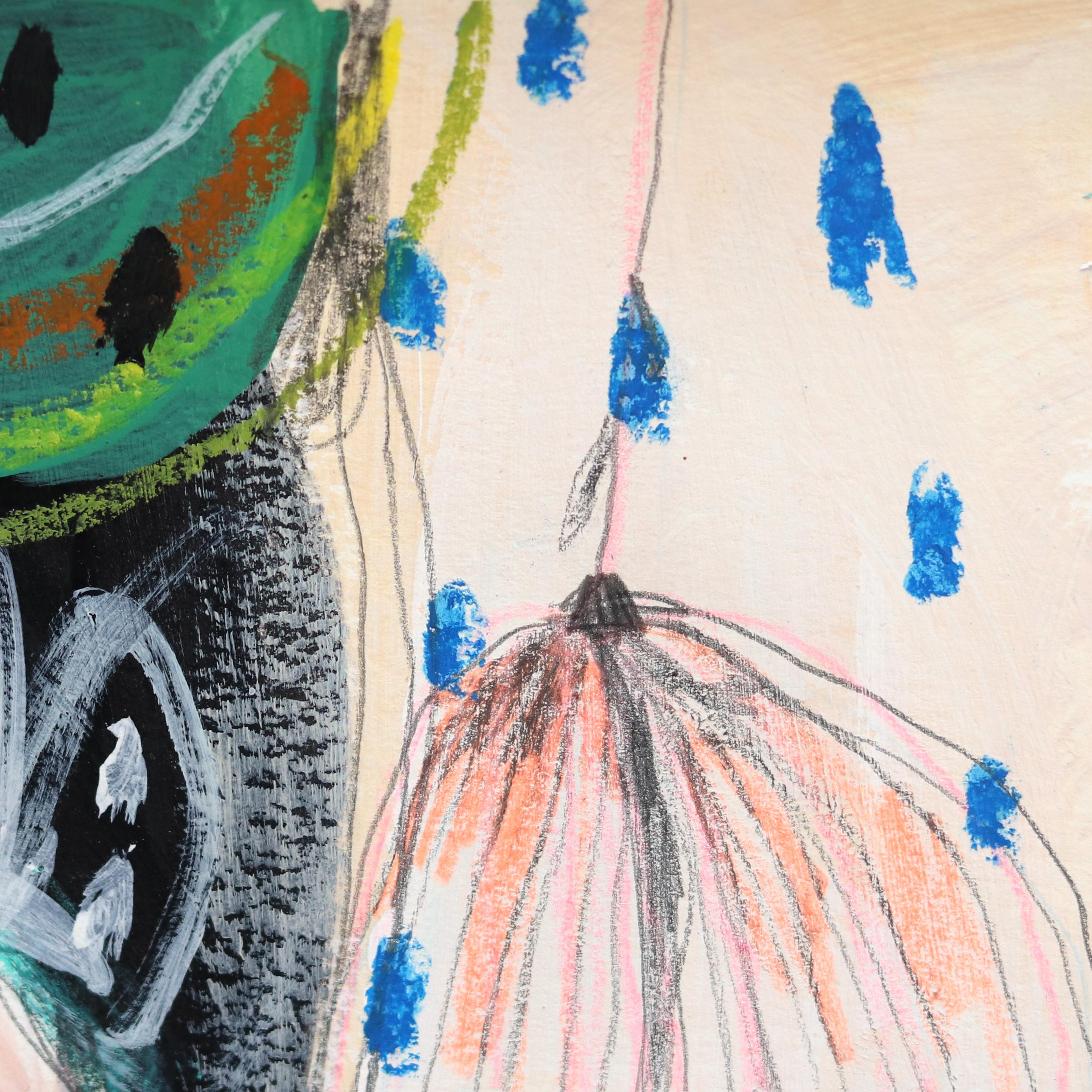 Fresh North Wind - Whimsical Fantasy Figurative Artwork on Paper For Sale 5