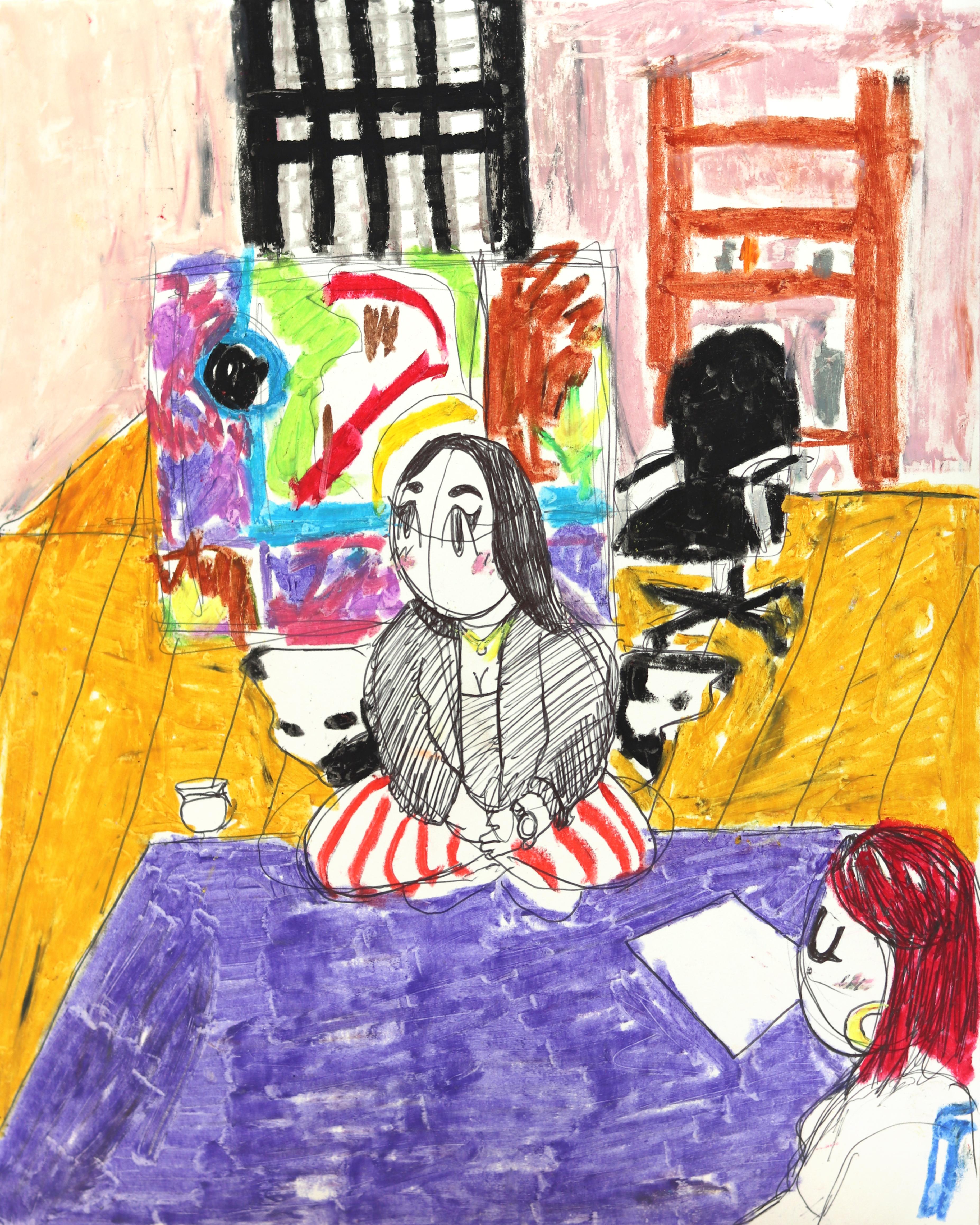 Mel e Leslie - Opere figurative su carta dai colori vivaci Artista di Los Angeles