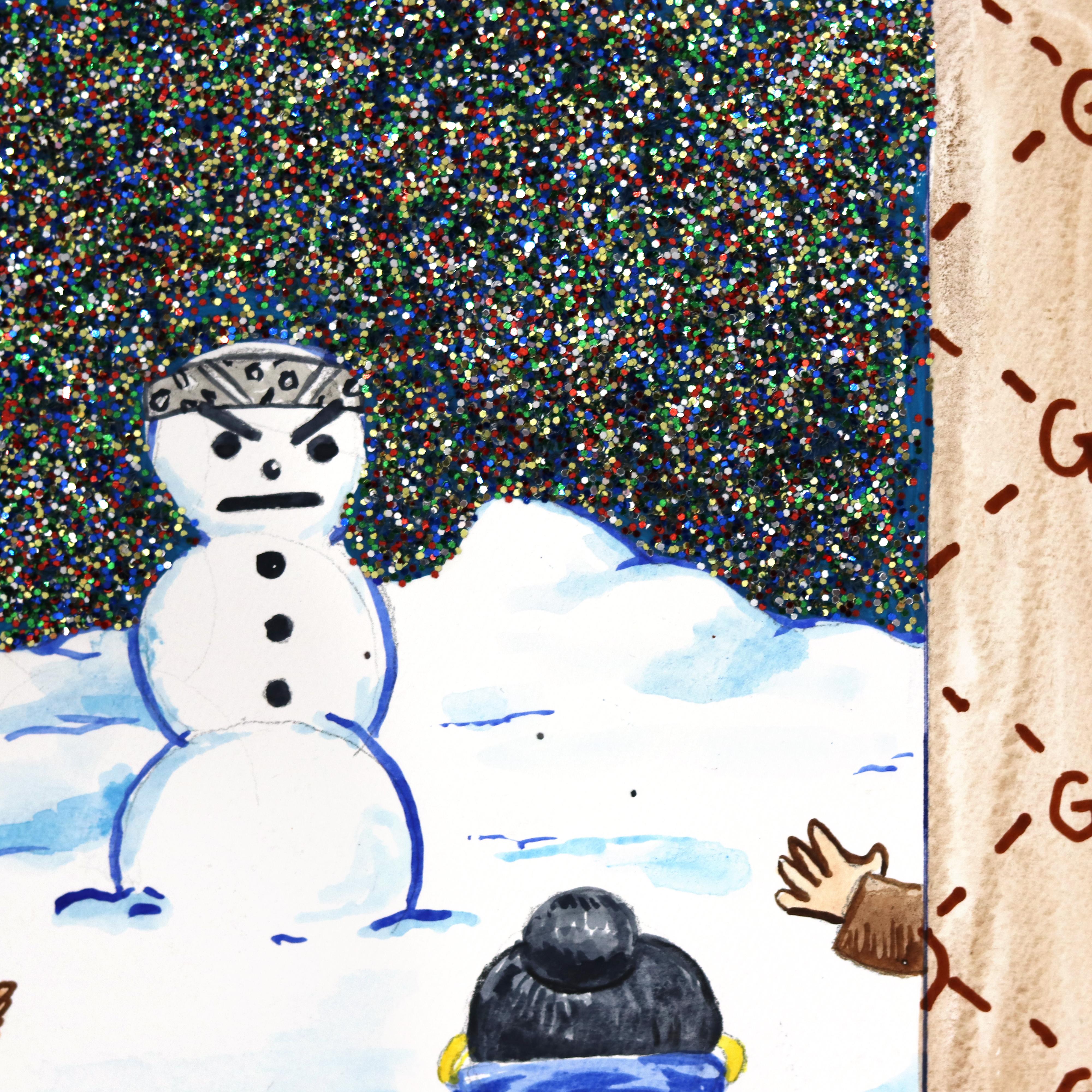 Looking for the East Atlanta Santa - Figurative Artwork d'inspiration d'hiver - Art urbain Mixed Media Art par Danny Brown