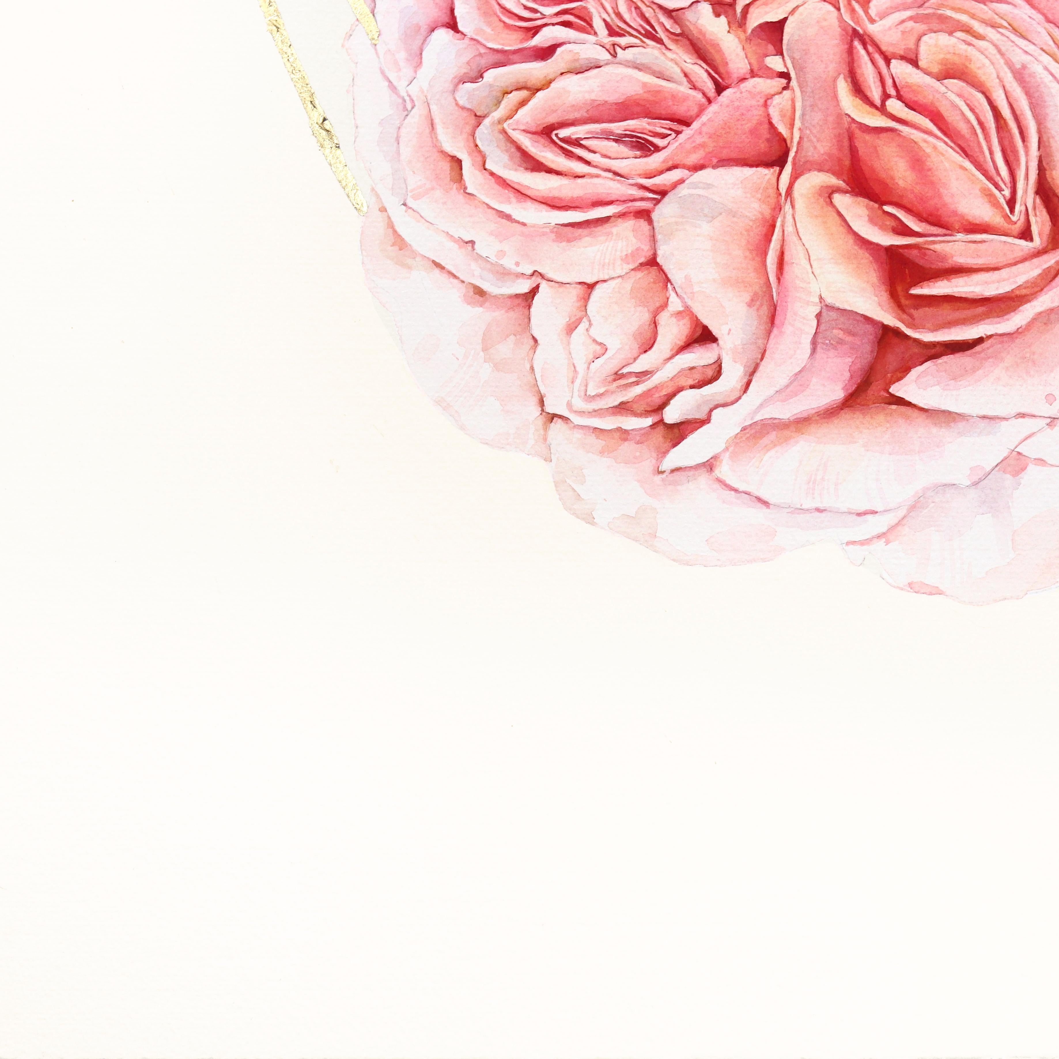 Trois Roses - Peinture à l'aquarelle florale rose sur papier - Contemporain Art par Anna Kudriashova