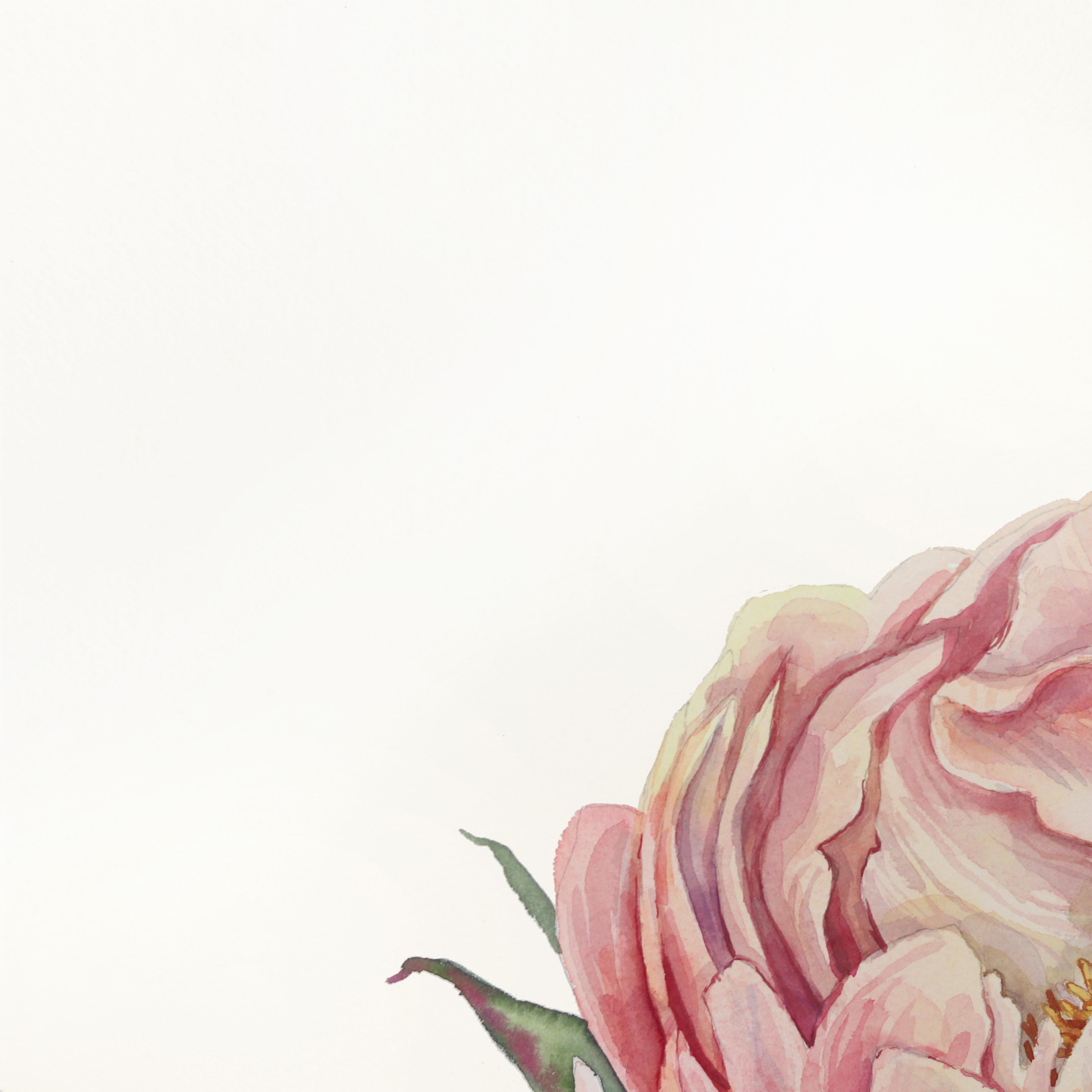 Peonie - Acquerello floreale su carta - Painting Contemporaneo di Anna Kudriashova
