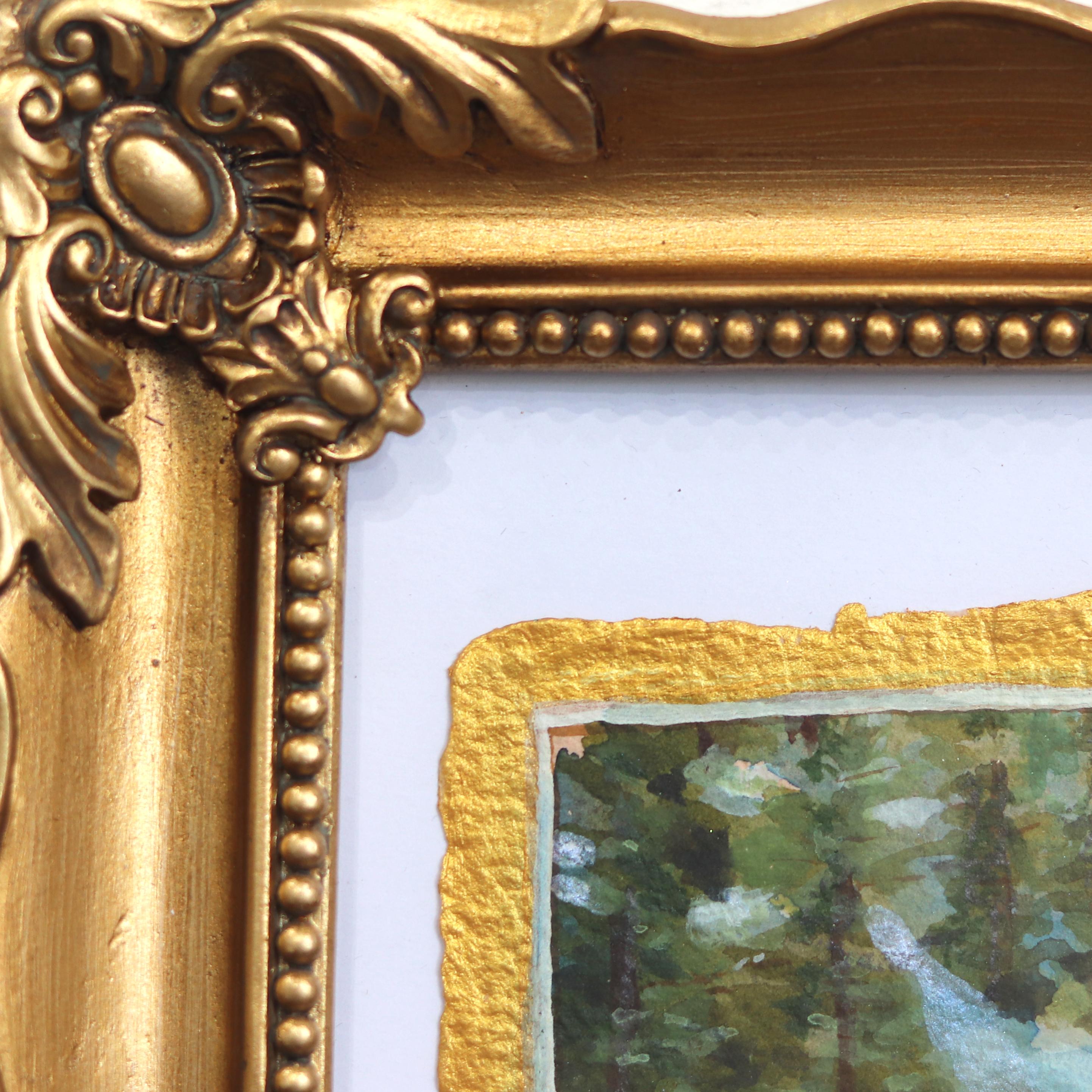 Park City Spring - Framed Fantasy Landscape Painting on Handmade Paper For Sale 6