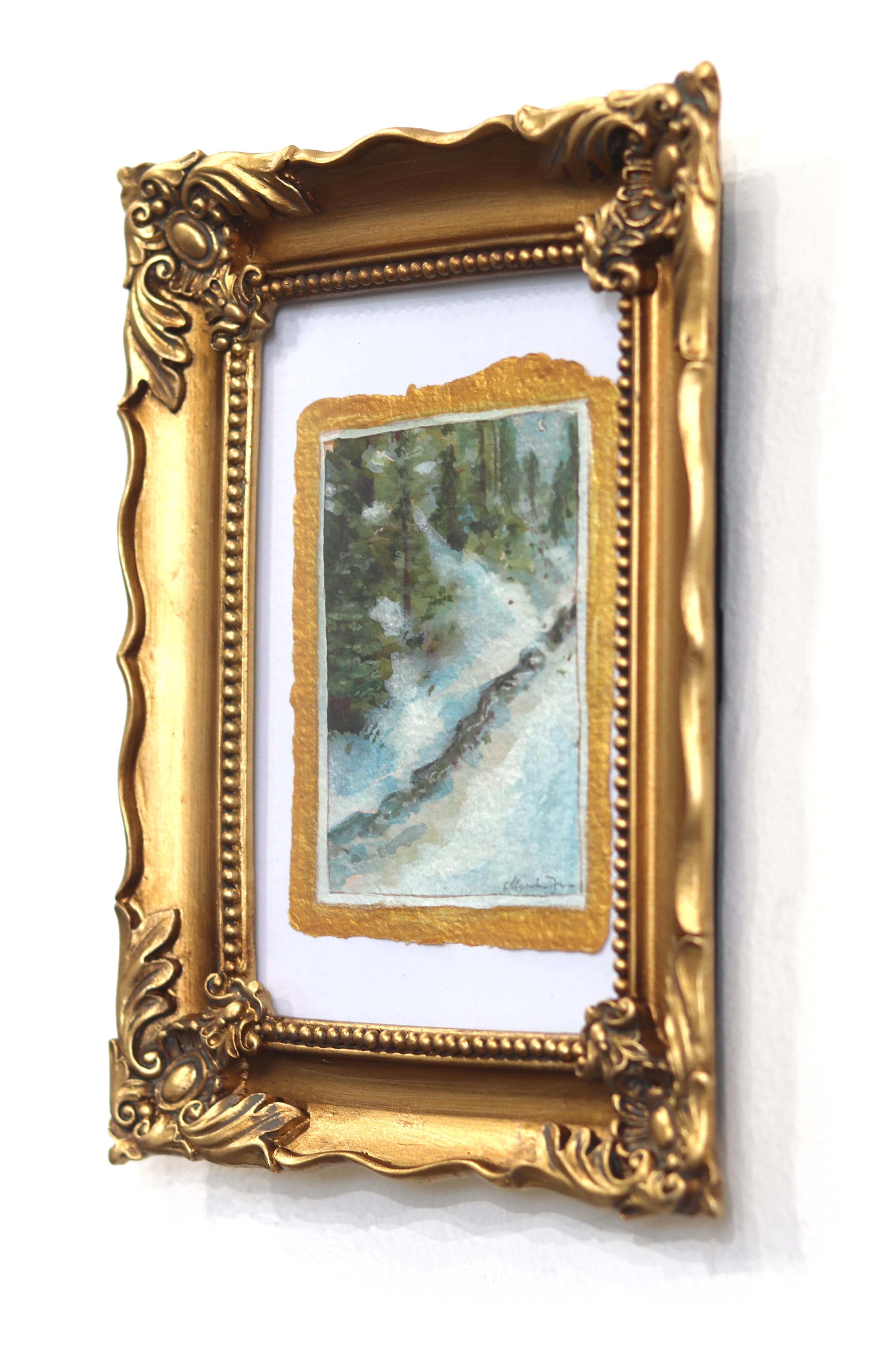 Park City Spring - Framed Fantasy Landscape Painting on Handmade Paper For Sale 3