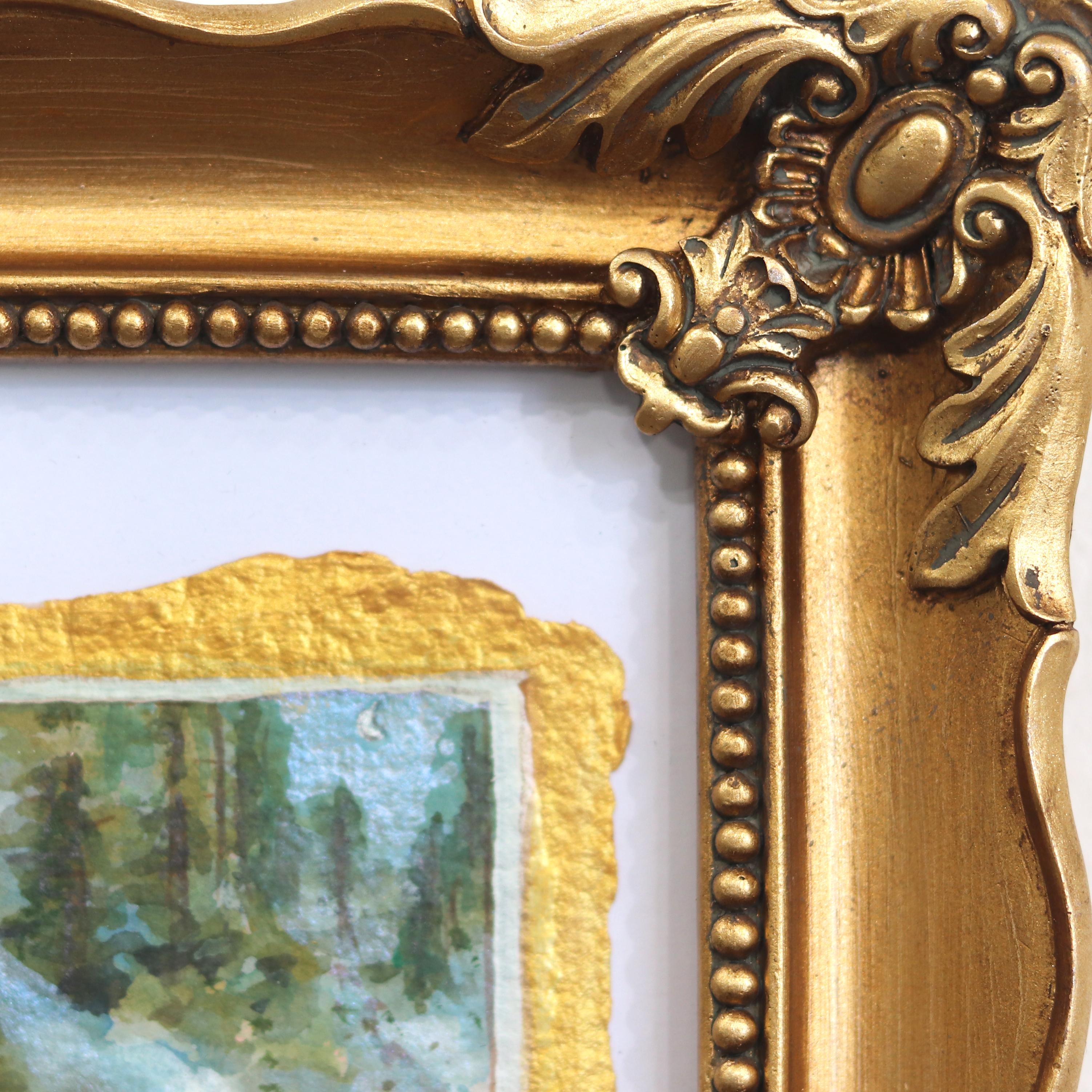 Park City Spring - Framed Fantasy Landscape Painting on Handmade Paper For Sale 4