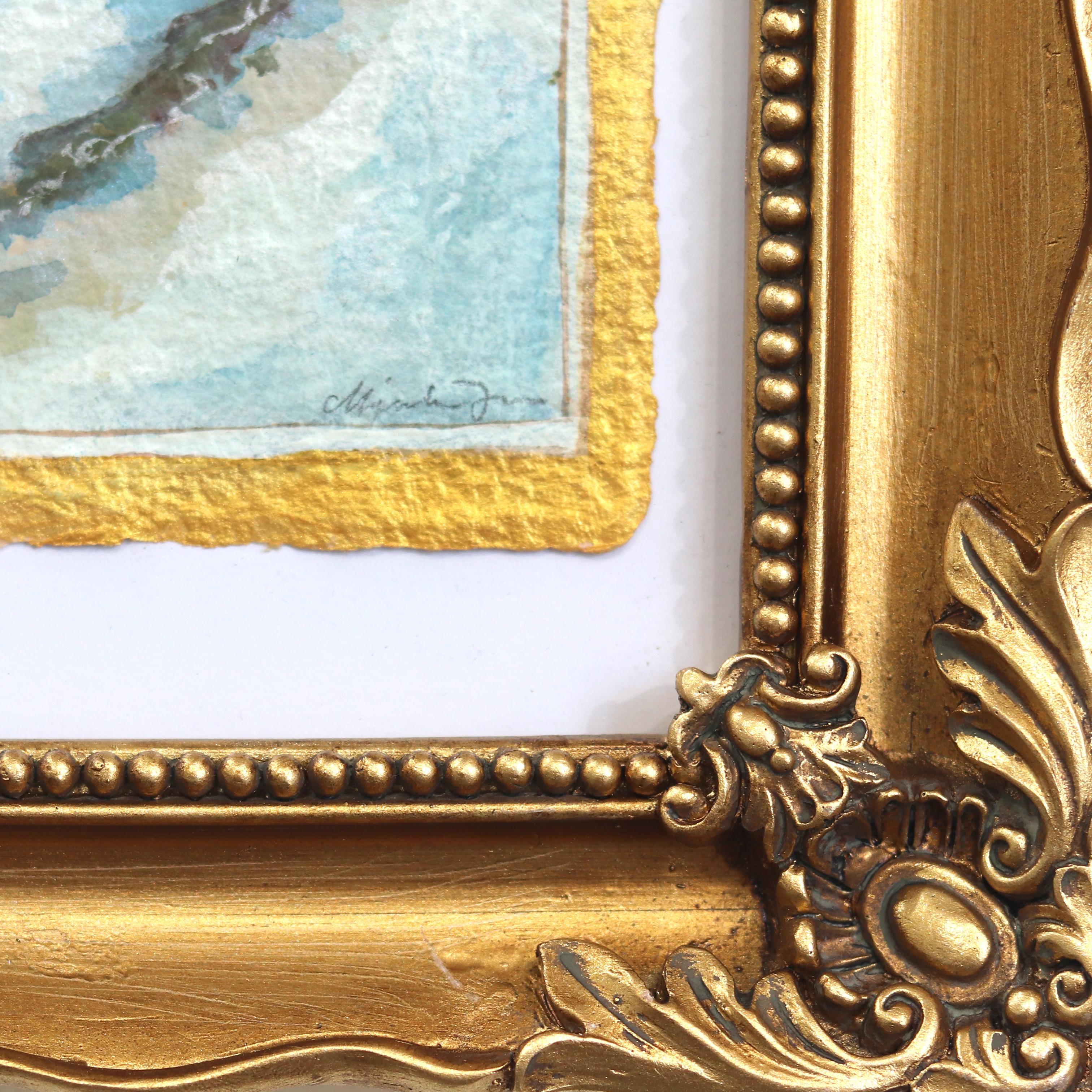 Park City Spring - Framed Fantasy Landscape Painting on Handmade Paper For Sale 7