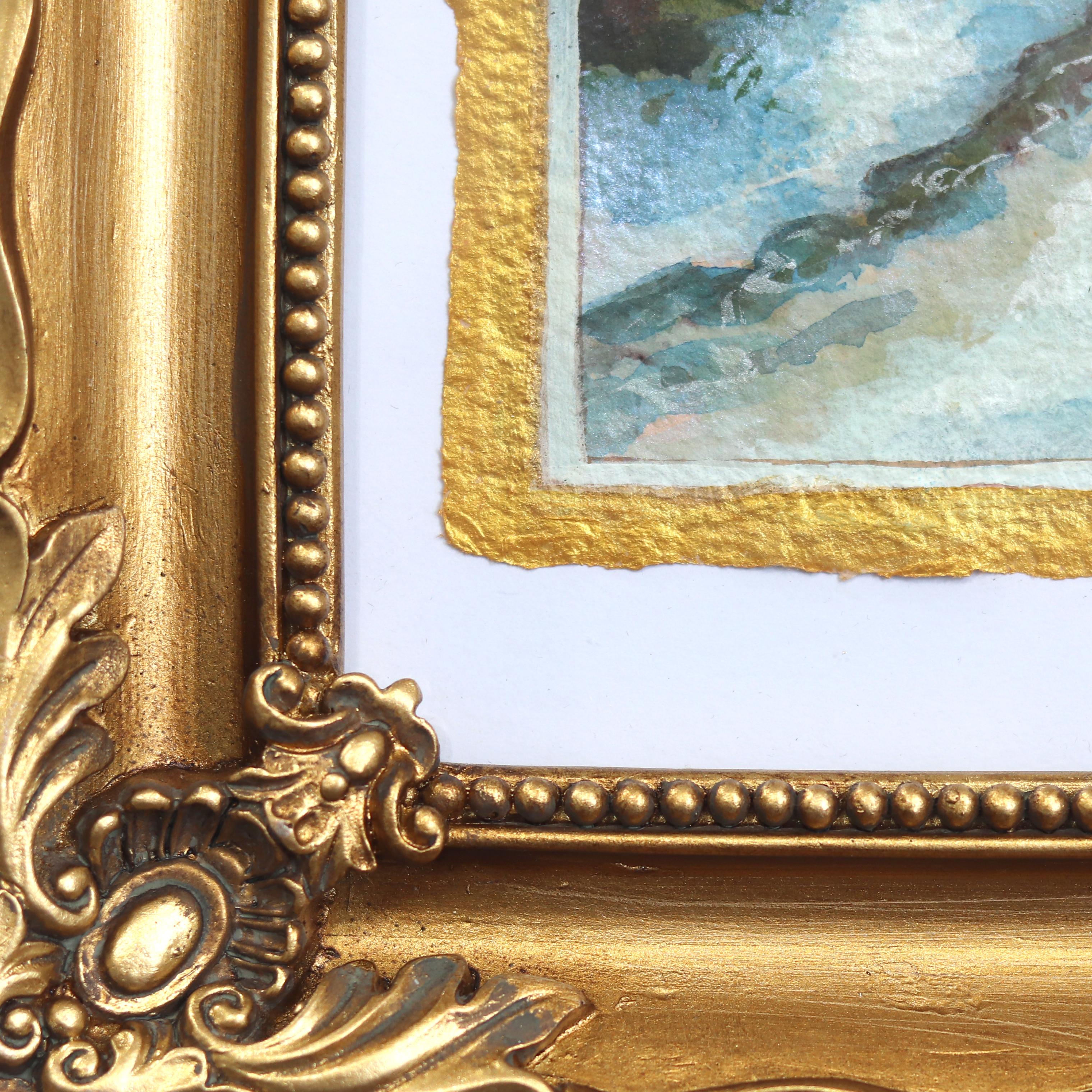 Park City Spring - Framed Fantasy Landscape Painting on Handmade Paper For Sale 2