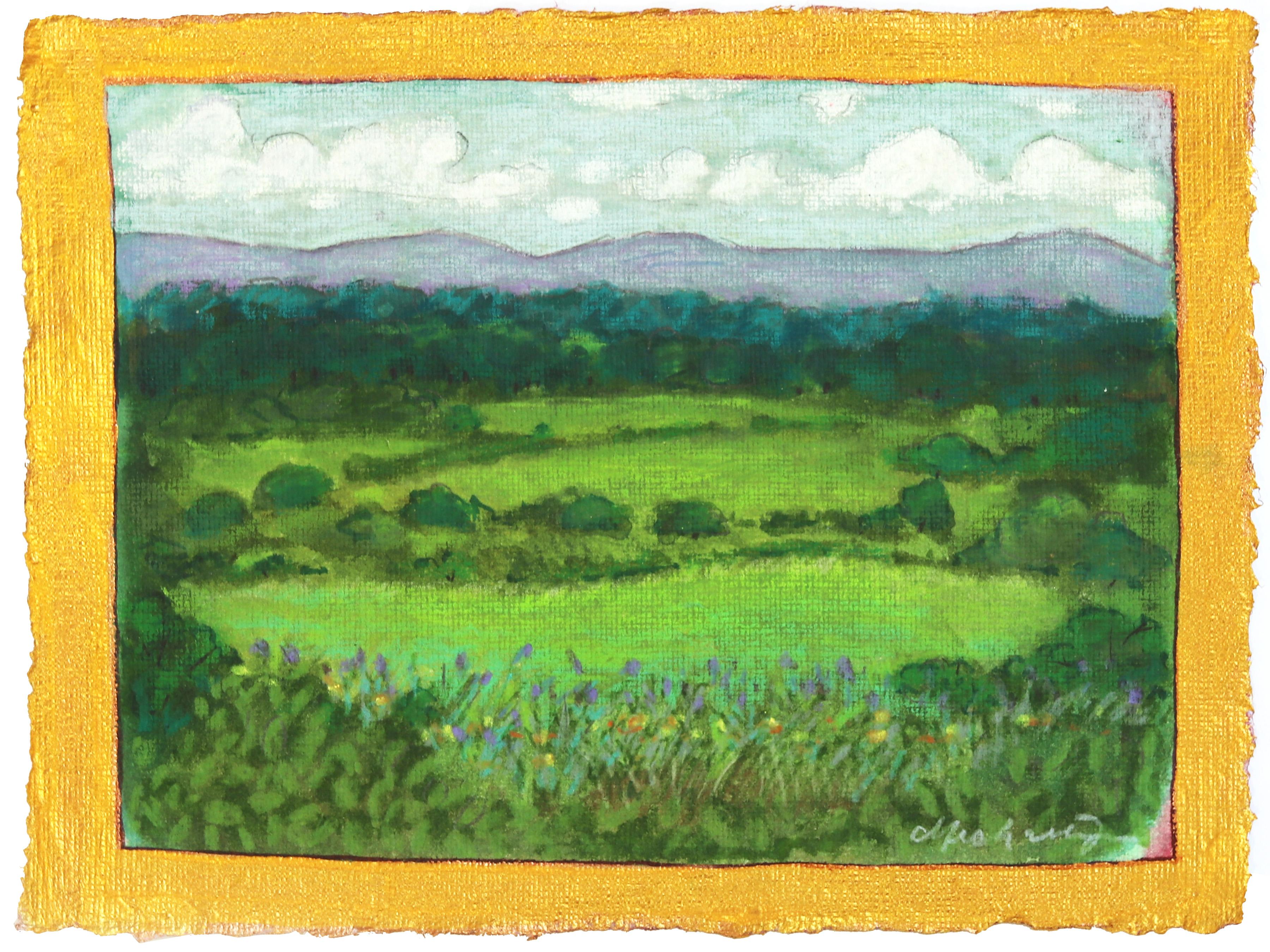 Freedom Field – Fantasie-Landschaftsgemälde auf handgeschöpftem Papier