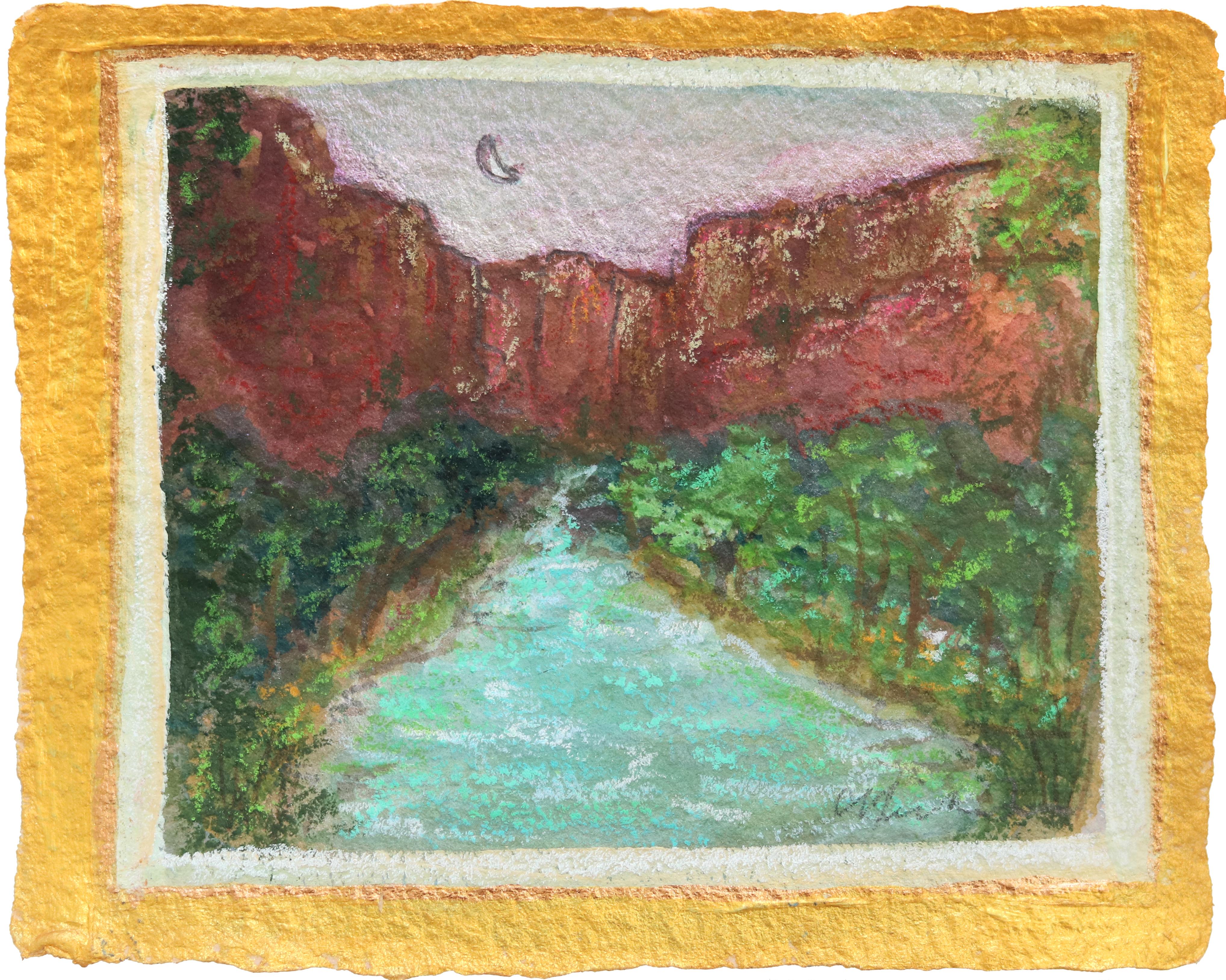 Zion Moon - National Park Landscape on Handmade Paper
