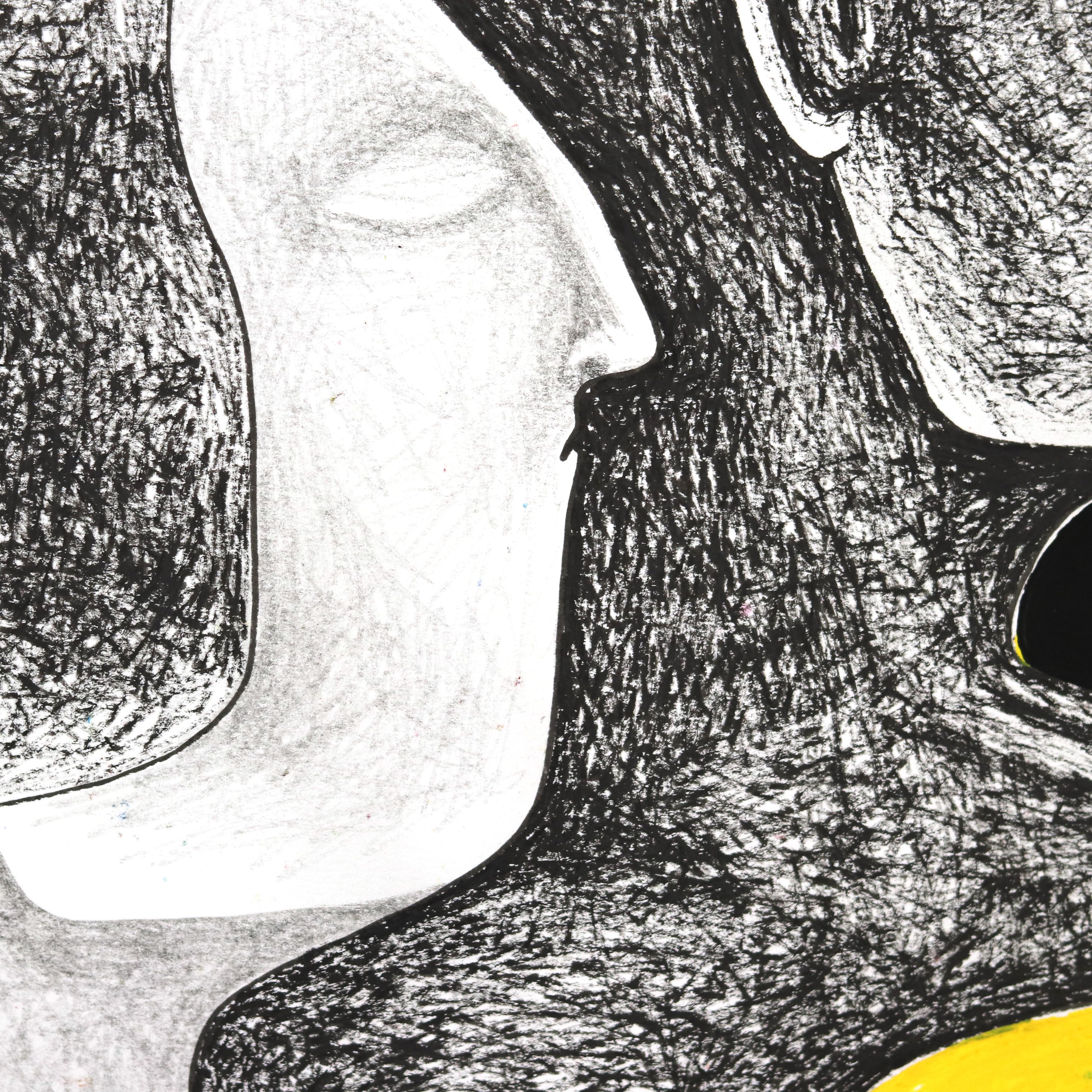 Diferencias  - Obra de Arte Original Abstracto Figurativo Amarillo sobre Papel - Painting de Melissa Chalhoub